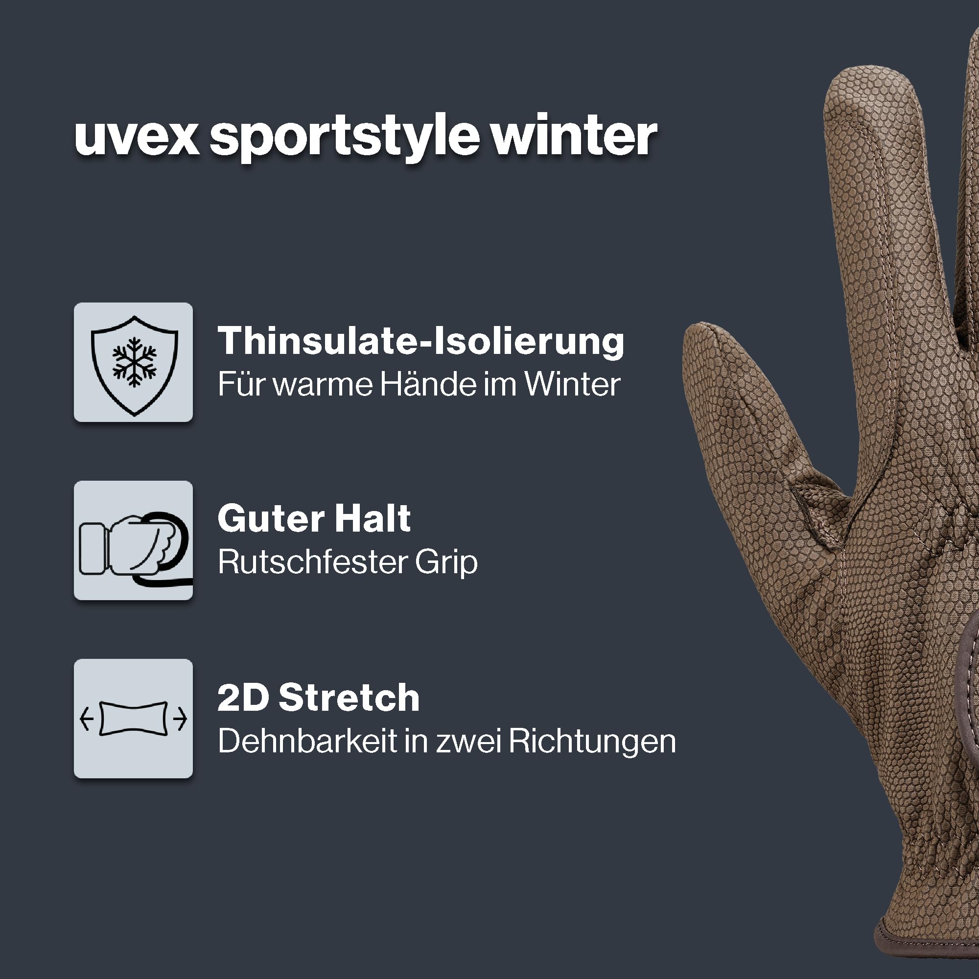 Uvex Sportstyle Winter - Stretchy Riding Gloves for Men and Women - Excellent Grip & Durable - Thinsulate Insulation