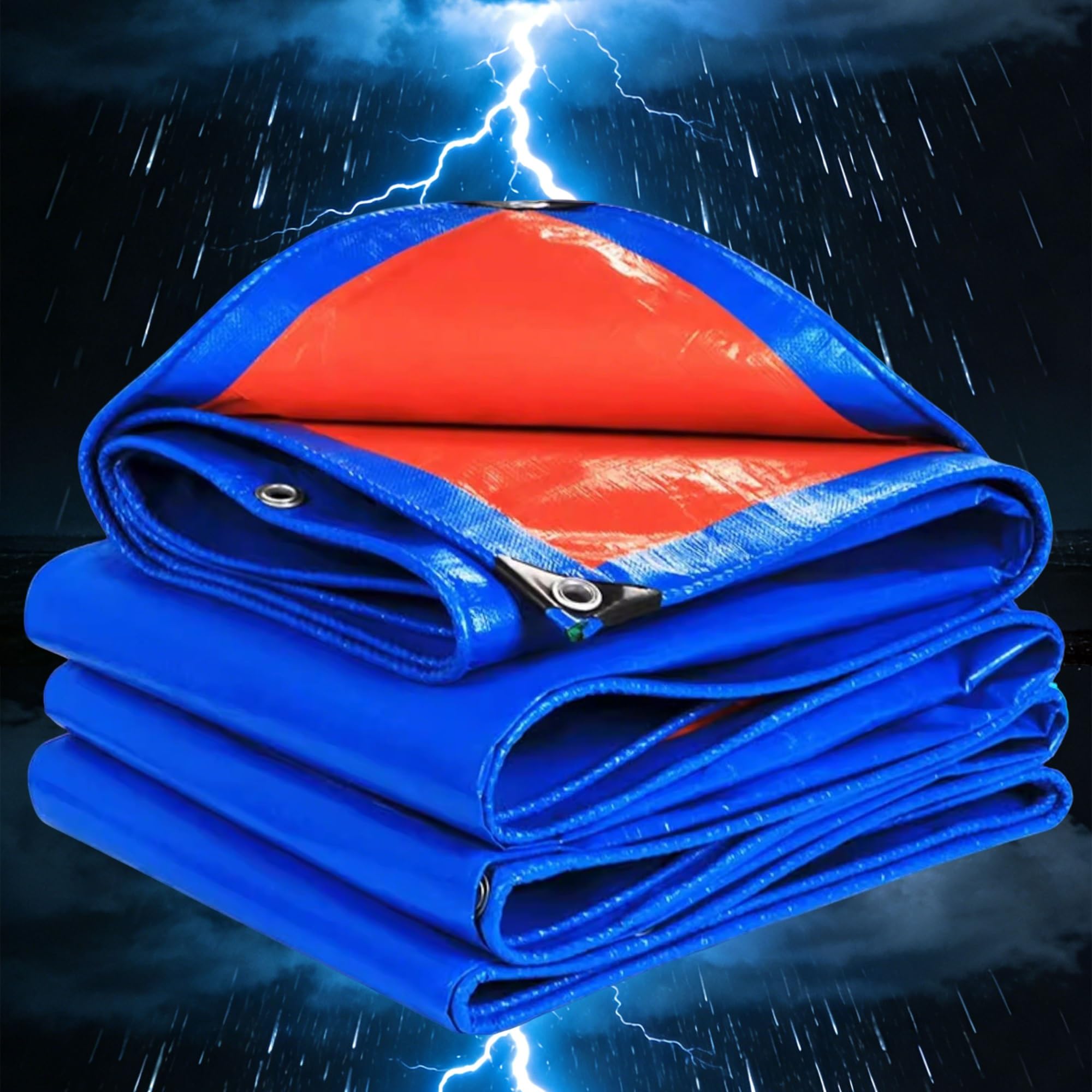 Tarpaulin Waterproof Heavy Duty Tarp PE 6.5x7.5m Sheet Cover, Groundsheet - Waterproof, Weatherproof, Frost-Resistant, UV Protection, Universal, Multipurpose, Reinforced Eyelets Green