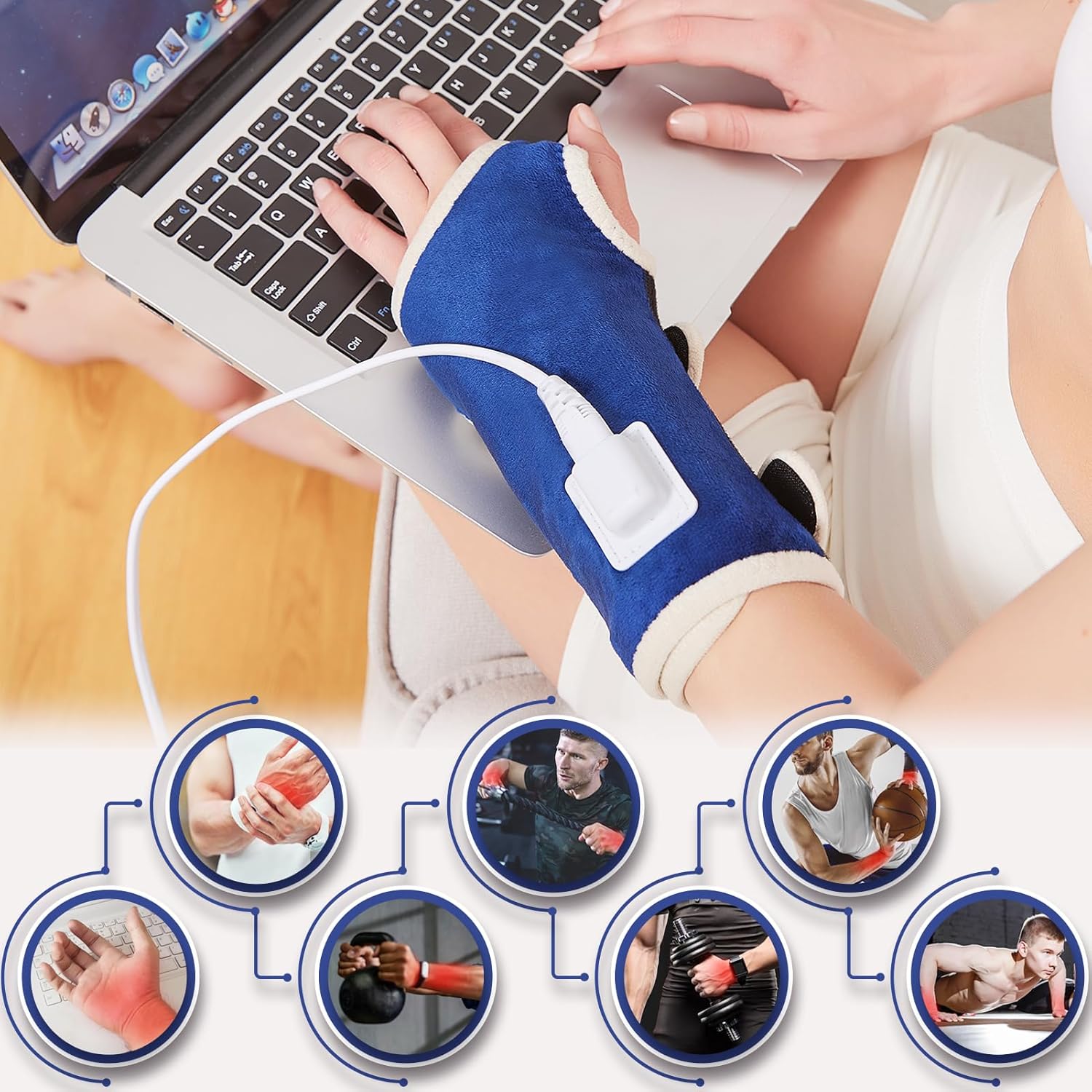 CAMECO Heating Pad for Wrist Pain Relief, Heated Wrist Wrap for Carpal Tunnel, 10-90Min Timer - Image 3