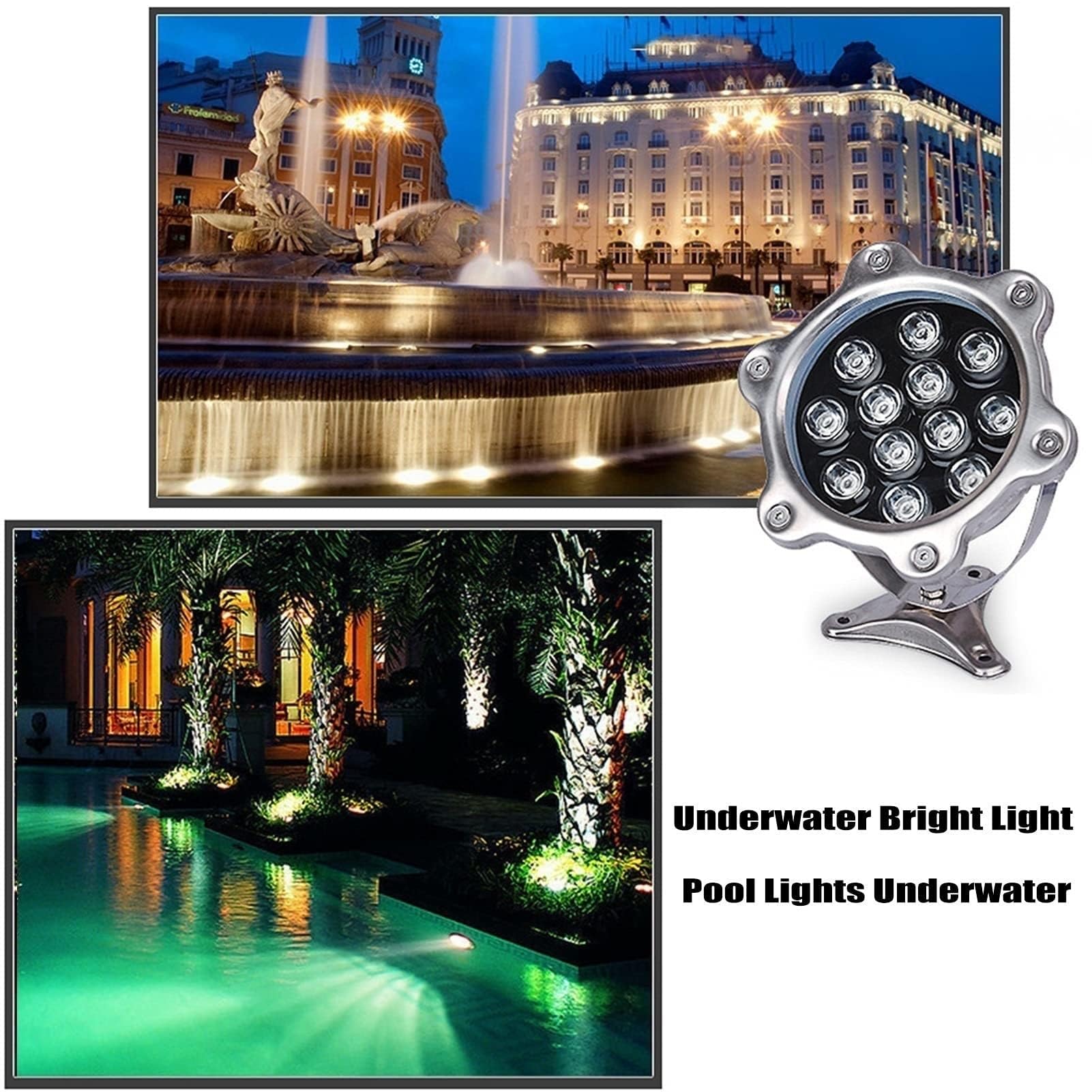 Unterwasser-Scheinwerfer, RGB-buntes Springbrunnenlicht, AC24V-Springbrunnen-Pool-Scheinwerfer, IP68 Wasserdichte Unterwasserlicht-Poolbeleuchtung, Licht Für Teich, Landschaftsbeleuchtung(Blue,24V(6W)