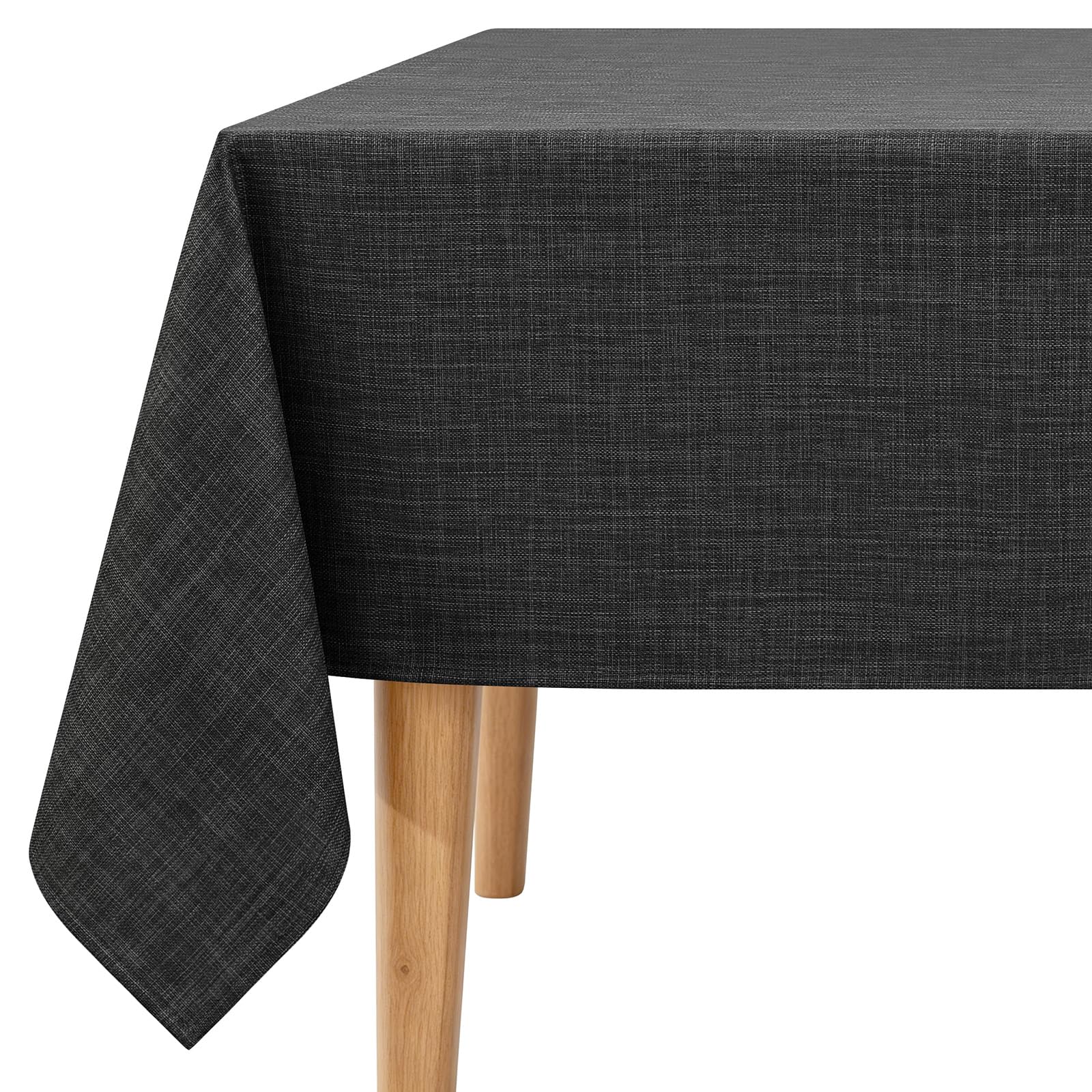 Homaxy Faux Linen Water Resistant Table Cloth, 140x240 cm Rectangle Wipeable Tablecloths for Kitchen Dinning Garden Party Decorations, Dark Grey
