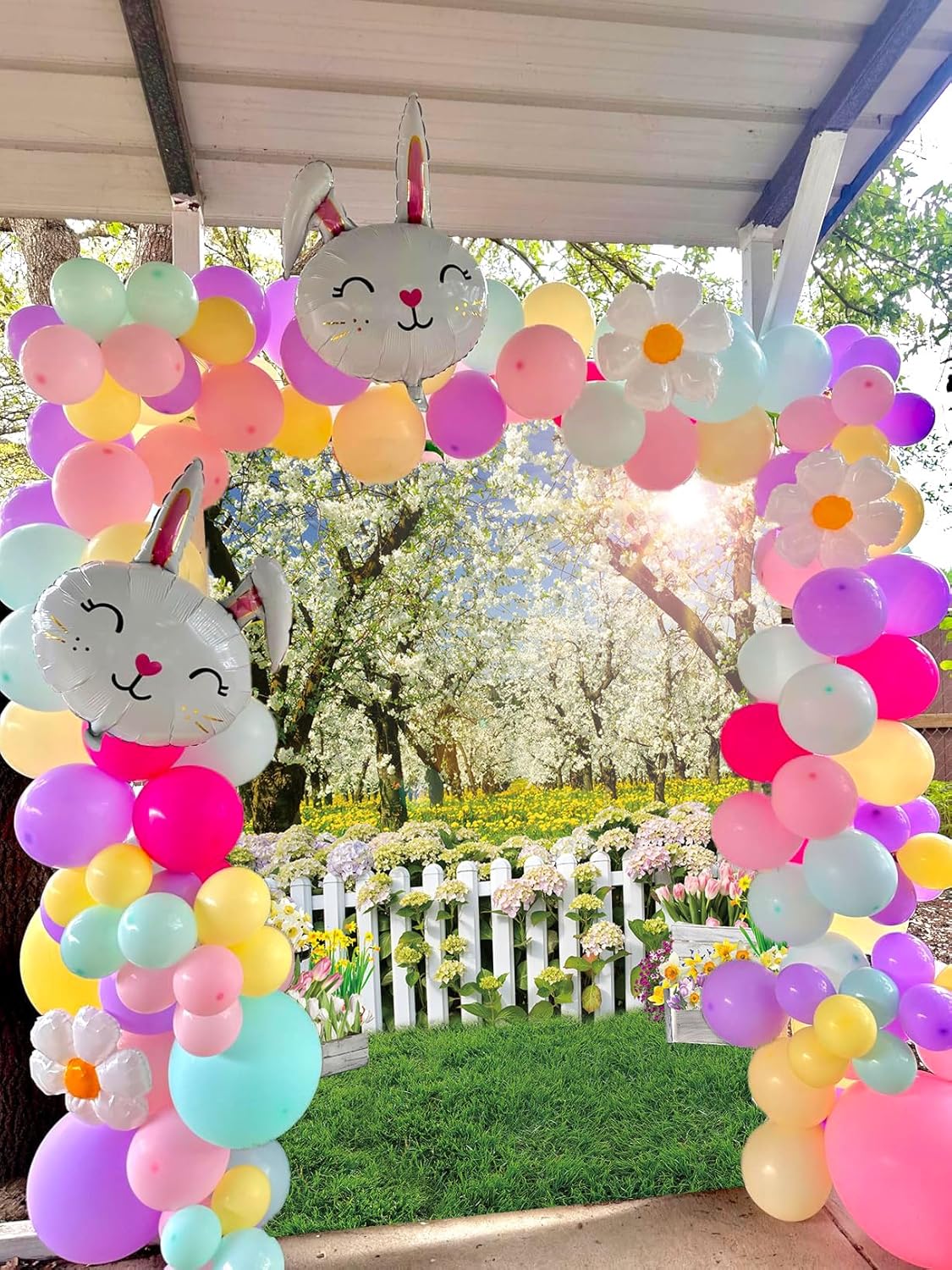 Spring Easter Photography Backdrop 8x10FT Flowers Lawn Natural Scenery Easter Background Spring Baby Shower Birthday Party Decorations Photo Props