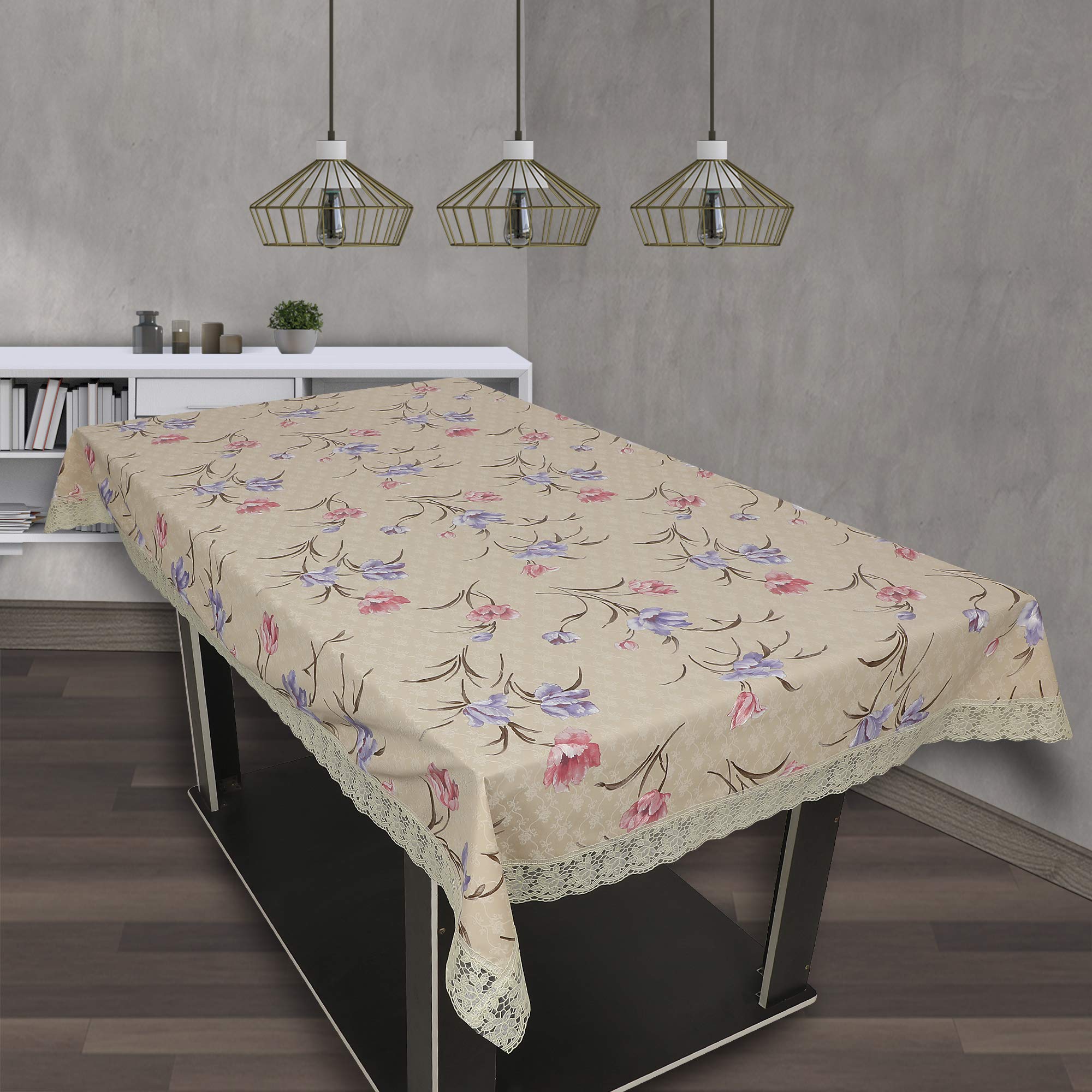 OrientalWeavers PVC Lotus 8 Seater Dining Table Cover, 60 X 90 in,Rectangle Shape with Maching Lace Border (Fits Table Top Size 3 ft x 5 ft to 4ft x 6.5 ft), Beige Floral (B08YK9C8X8) Amazon Price History, Amazon Price Tracker