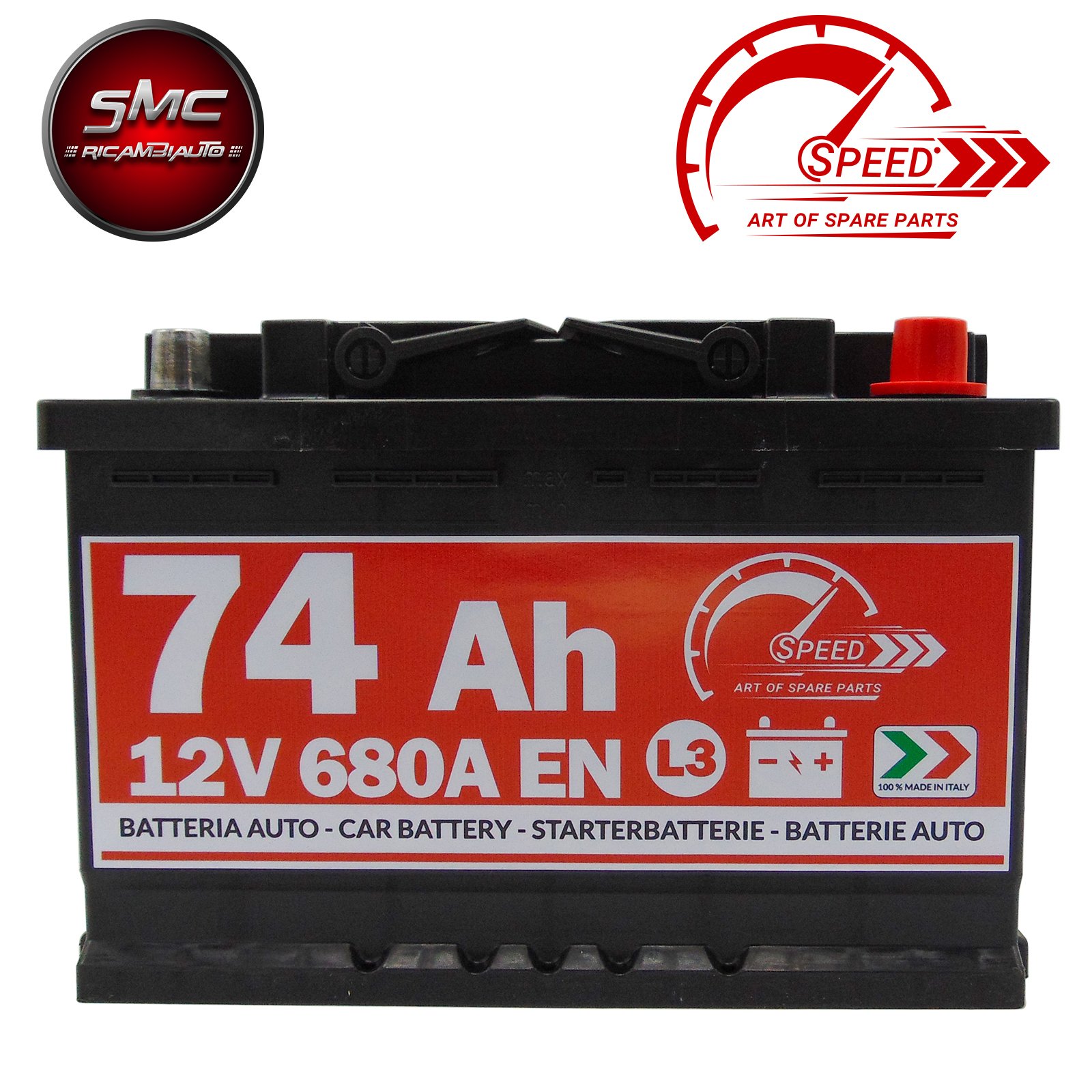 Batería Coche Speed by SMC 12 V 74 Ah 680 A con Polo Positivo a derecha L374 Código | L374 Código