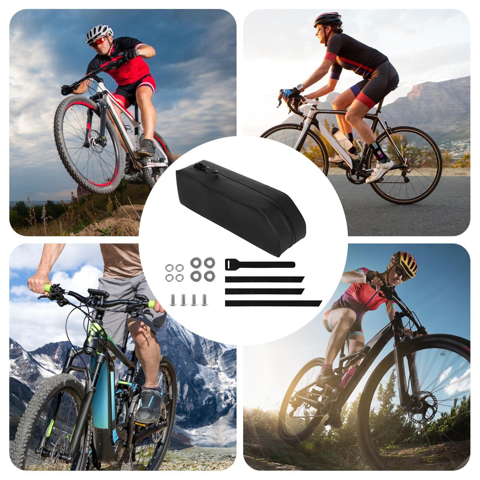 Borsa da ciclismo per bicicletta, borsa per tubo superiore del telaio, impermeabile, grande capacità, custodia per telaio bici con design aerodinamico, facile da installare, supporto in PP per bici da