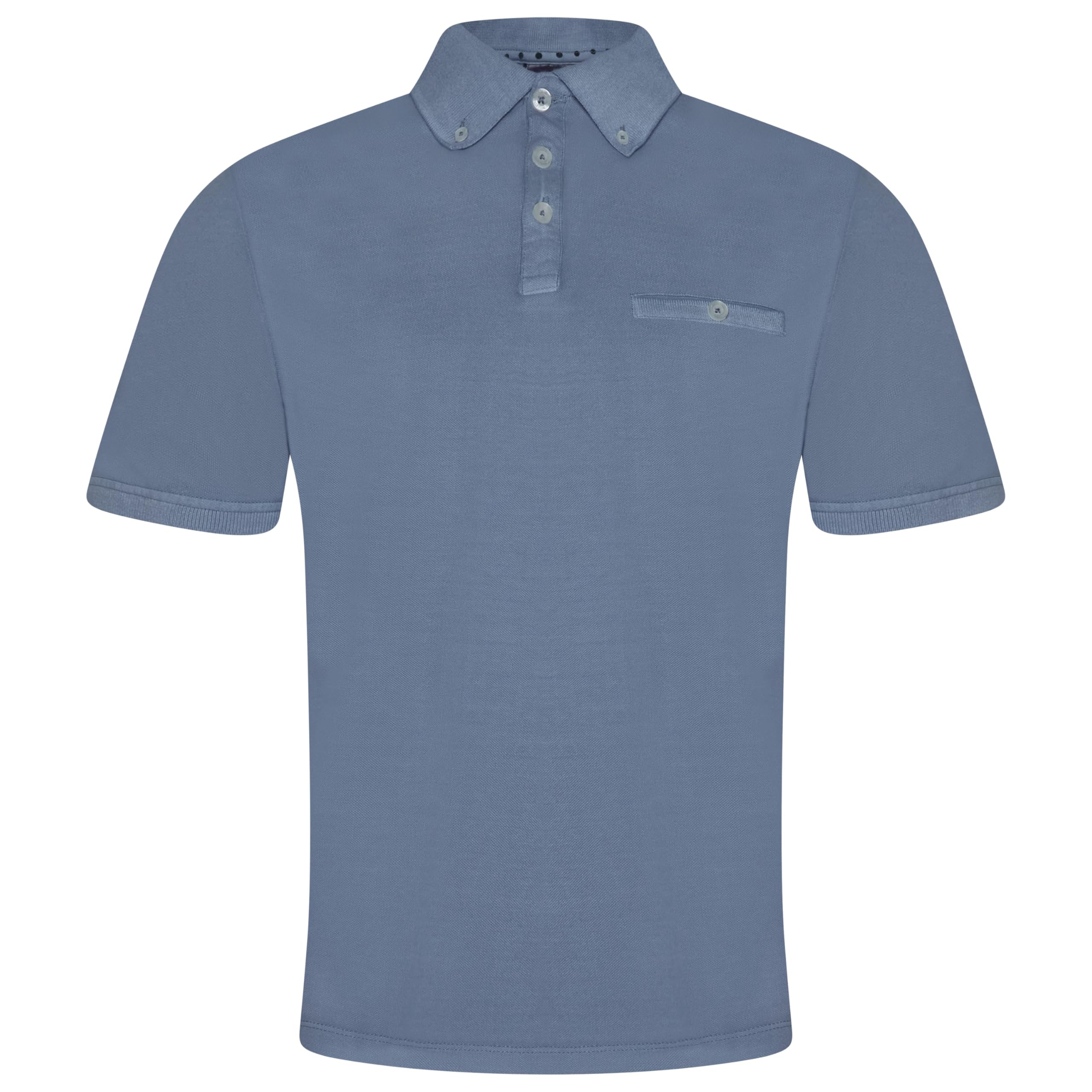 Urban Heritage Mens Button Down Short Sleeve Polo Shirt (UK, Alpha, L, Regular, Regular, Quiet Harbour)