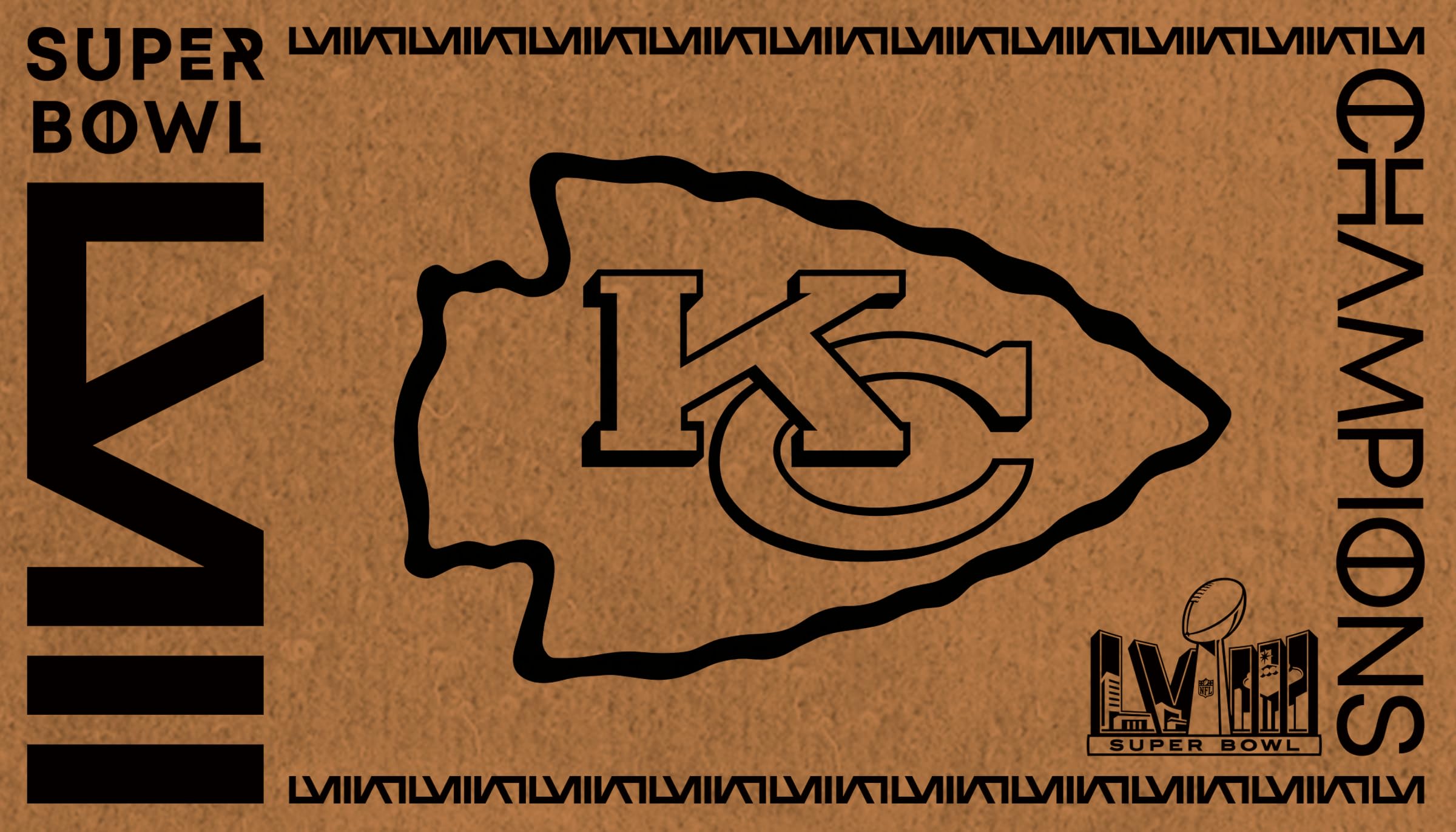 Team Sports America NFL Kansas City Chiefs Superbowl 58 Championship Natural Coir Doormat | 28 x 16 inches | Non Slip Back | Front Door Welcome Floor Mats | Indoor Outdoor Entrance Home Décor