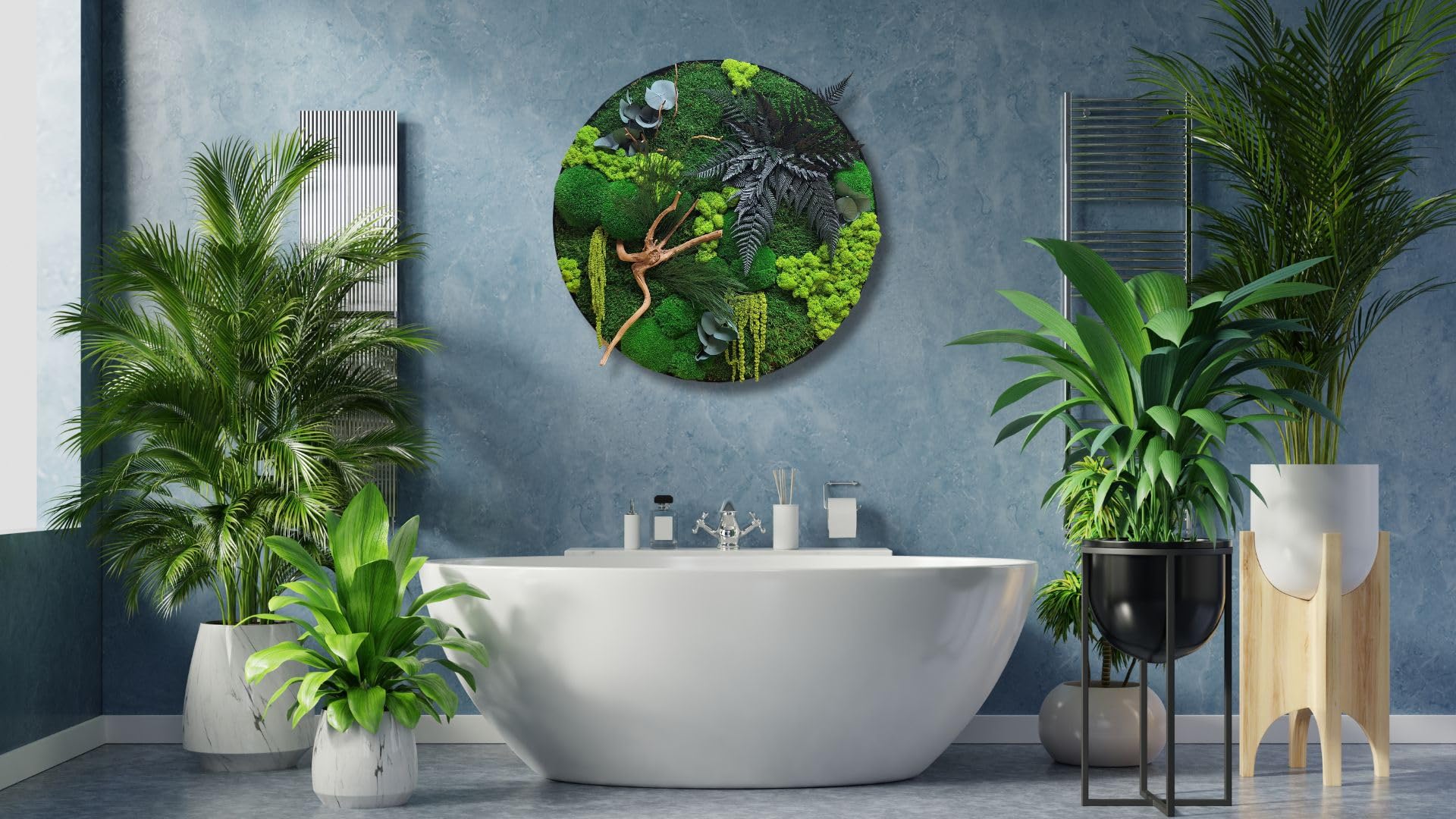 HelloMoss Moosbilder mit Rahmen 40cm - Moosbild XXL mit Island Moos Konserviert - Luxus Deko für Ihr Zuhause - Mooswand Deko Wohnzimmer Groß