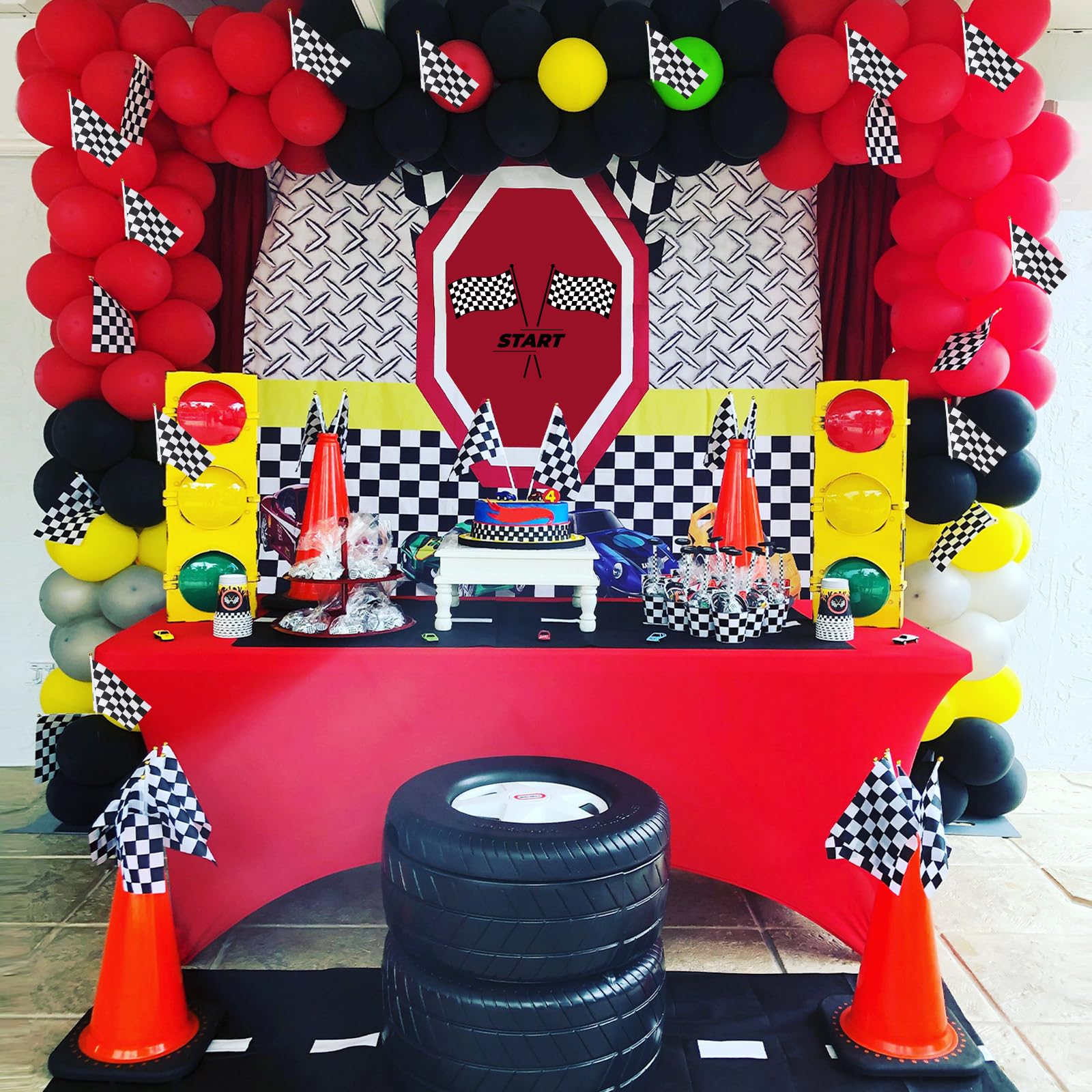 30Pcs Checkered Black And White Racing Stick Flag Small Mini Hand Held Race - View #8