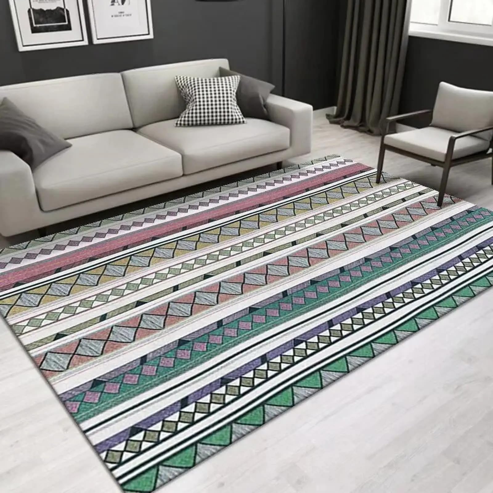 Tapis marron rétro 90x120cm idéal pour salon et chambre