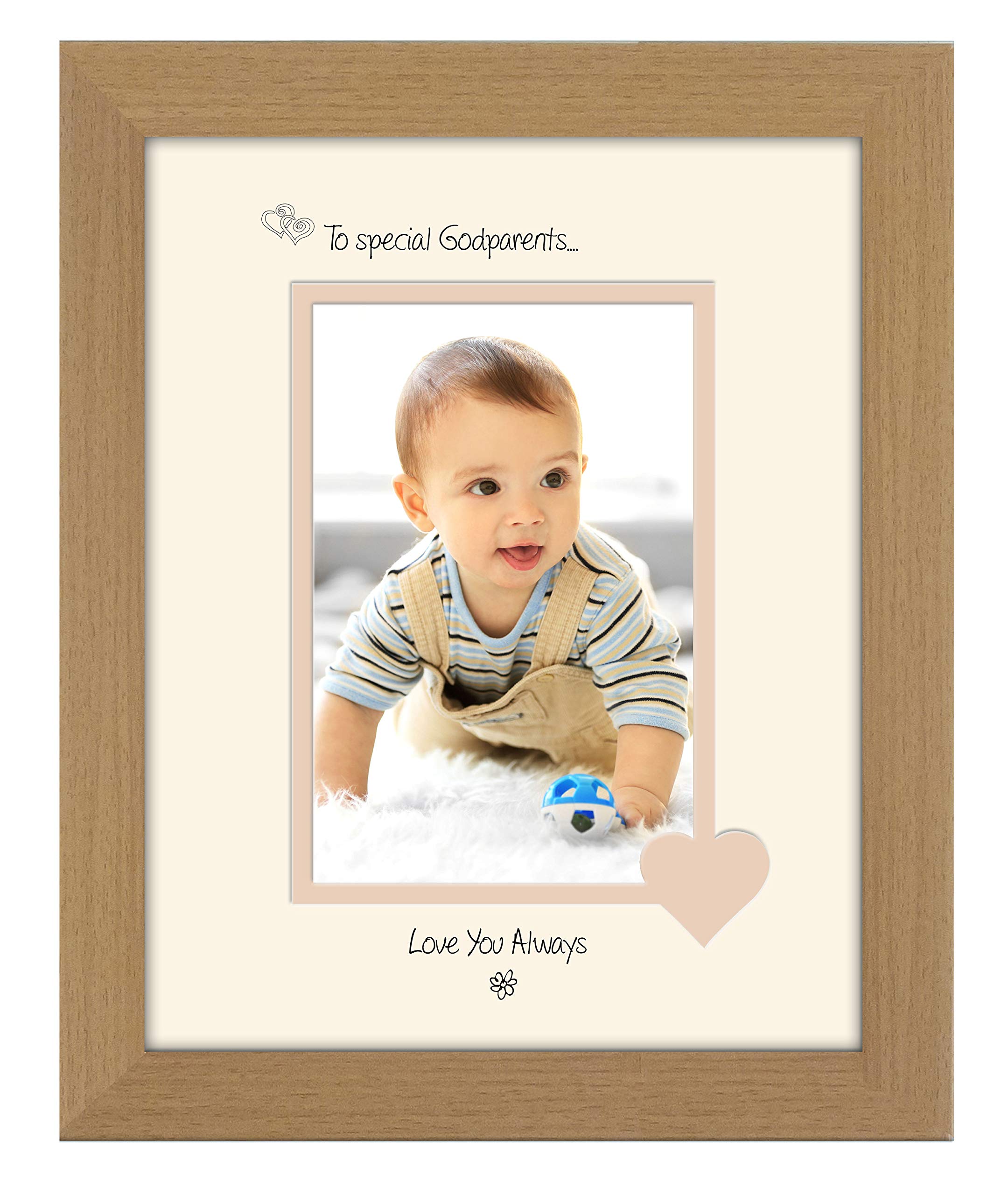 Photos In A Word Oak Finish Frame Cream Mount Beige Inside Godparents Photo Frame Special Godparents Love You Always Portrait 1076F Double Mounted Quality Gift (Oak Finish Frame Cream Mount Beige Inside)