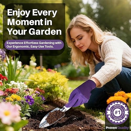 Miniatura 2 de MelonArt Juego de herramientas de jardín, 10 piezas de herramientas de jardinería resistentes, juego de regalo de jardín para mujeres, juego de