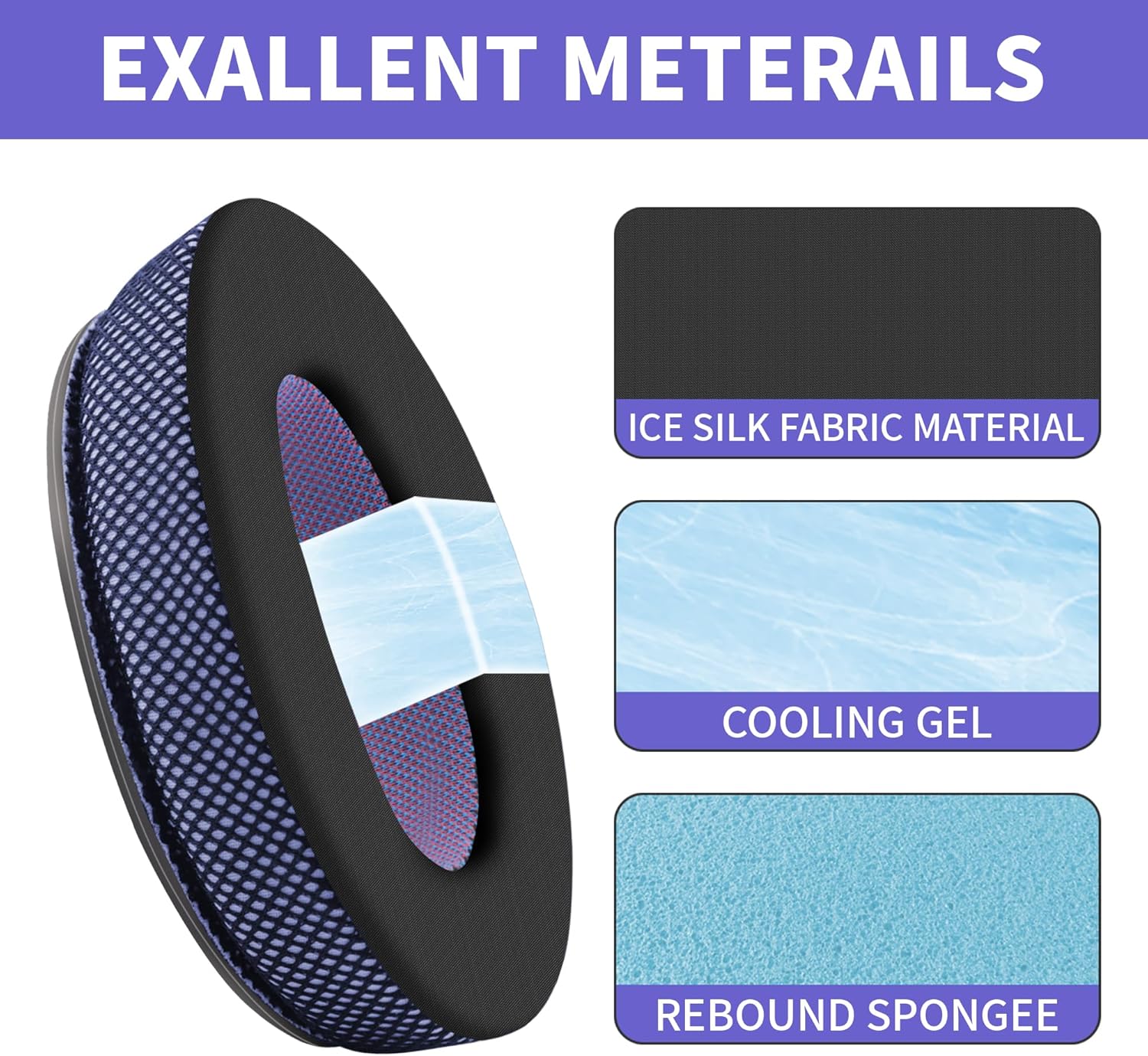 Upgraded Cooling Gel Ear Pads Replacement for Bose QC25/QC35/QC45/AE2/AE2i/AE2w Headphones, Noise Cancelling, High-Density Memory Foam, Extra Thick and coolerIce Silk Fabric - Black/Purple - Image 3