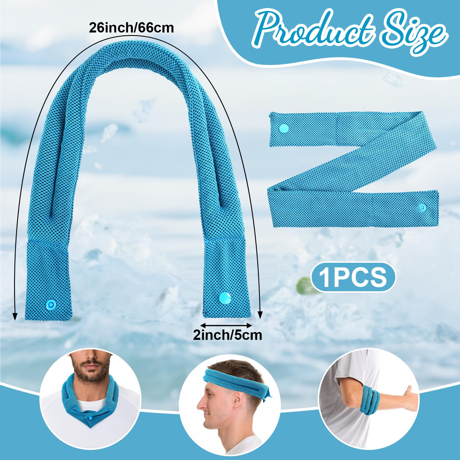 Bufanda Refrescante para el Cuello, Pañuelo Refrescantes Verano Deportiva, Foulard Refrescantes para el Calor Hombres y Mujeres, para Actividades en Interior y Exterior (Azul) — view 2