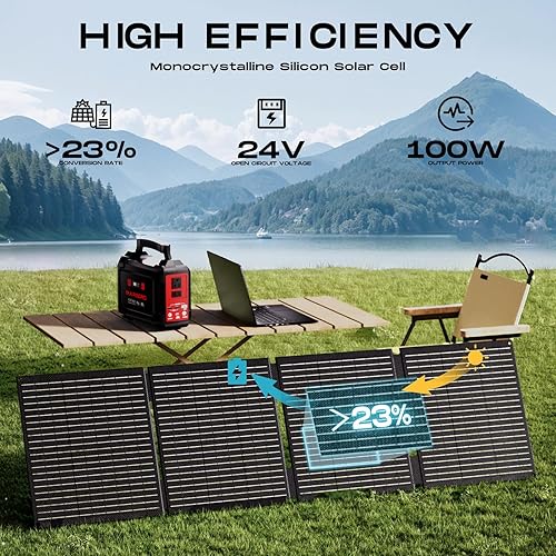 Miniatura 10 de MARBERO Panel solar plegable de 21 W para generador solar de banco de energía portátil, cargador solar iPhone, IPad, camping, aventuras al aire