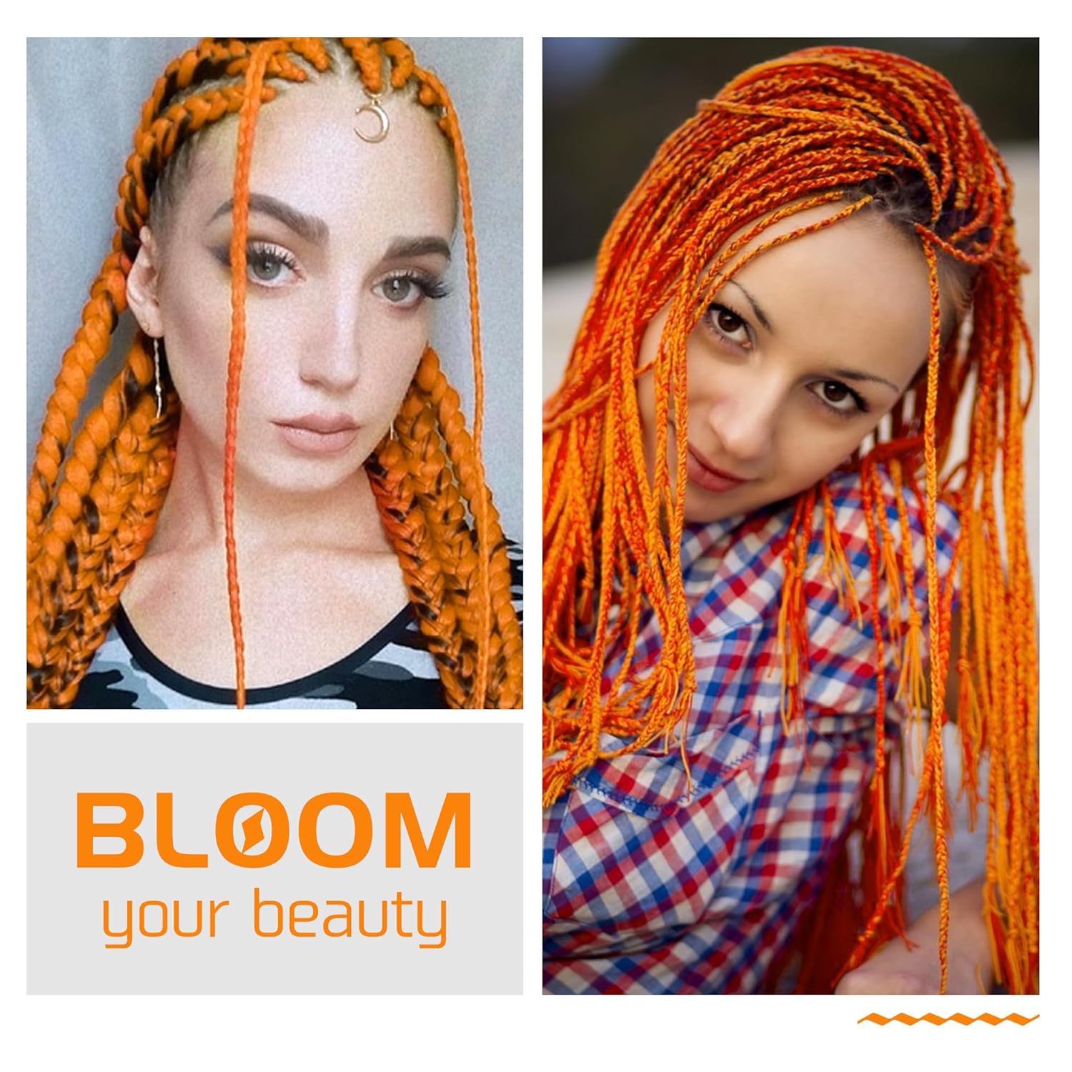 Orange Braiding Hair Extensions Premium Synthetic Hair Braids Crochet Hair for Women 24 Inches 100g/bundle (3 Bundles/Pack,Color:Orange) - Image 6