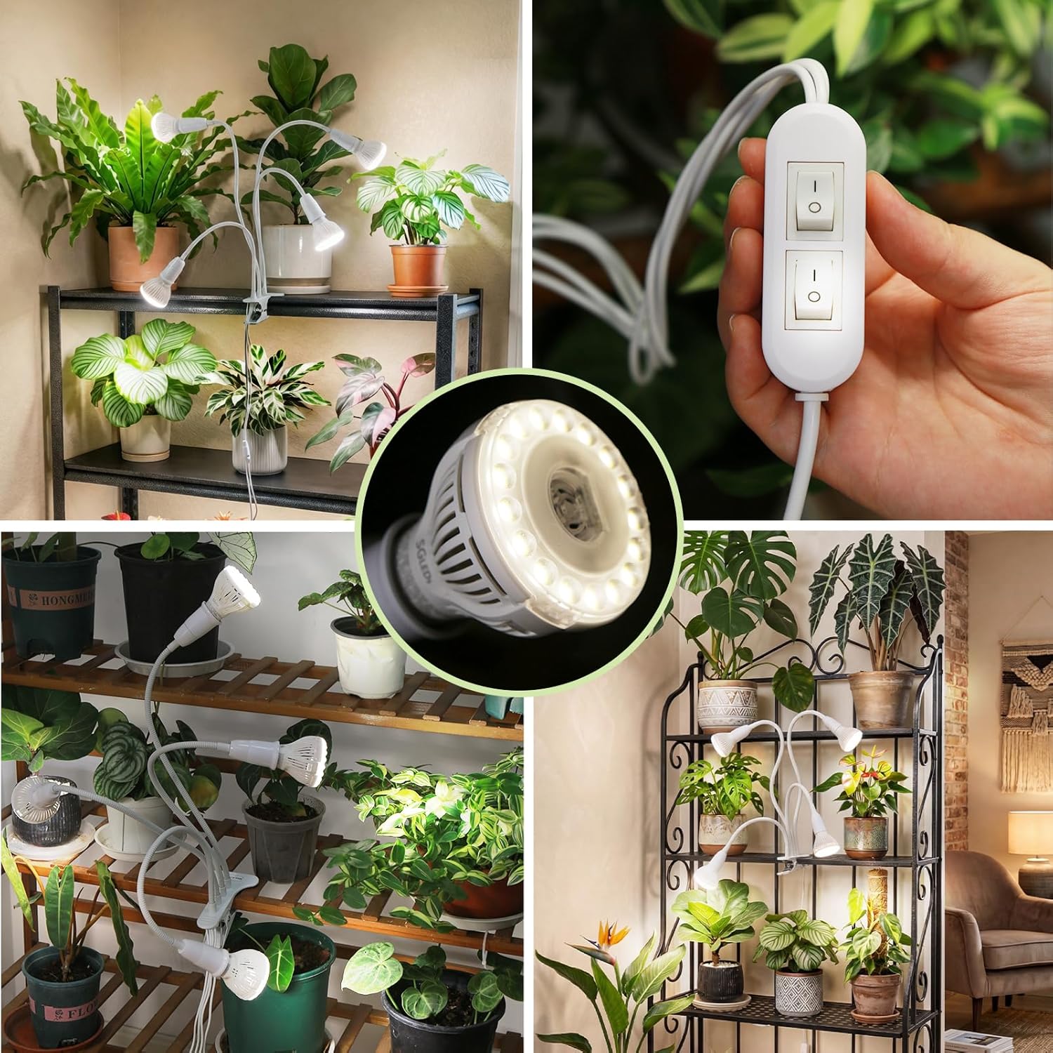 Grow Lights for Indoor Plants, LED 40 W Full Spectrum Bulb Replaceable Plant Light, 600 W Equivalent Clip on Grow Light with Optical Lens for Indoor Growing, Lifetime Free Bulb Replacement
