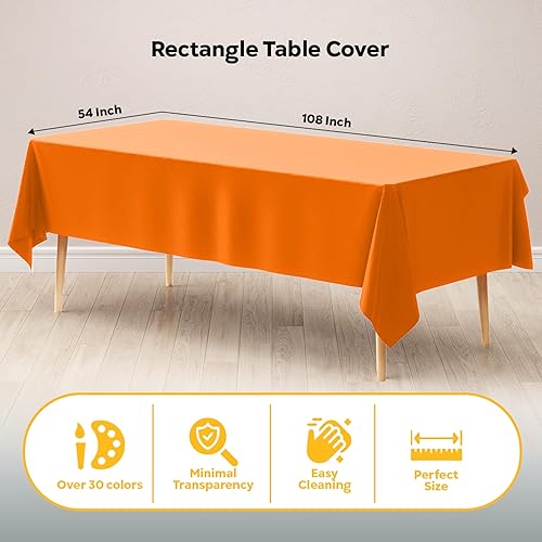 Miniatura 2 de Exquisite The Case - Manteles naranjas para mesas rectangulares a granel, paquete de 48 manteles desechables de plástico naranja de 54 x 108