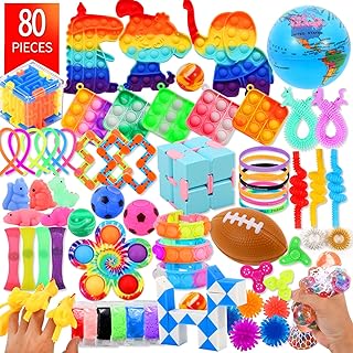80Pcs Party Favors for Kids, Fidget Toys Bulk, Birthday Gift Toys, Fidgets Stocking Stuffers, Treasure Box Birthday Party, Goodie Bag Stuffers, Carnival Prizes, Pinata Filler Stuffers for Classroom