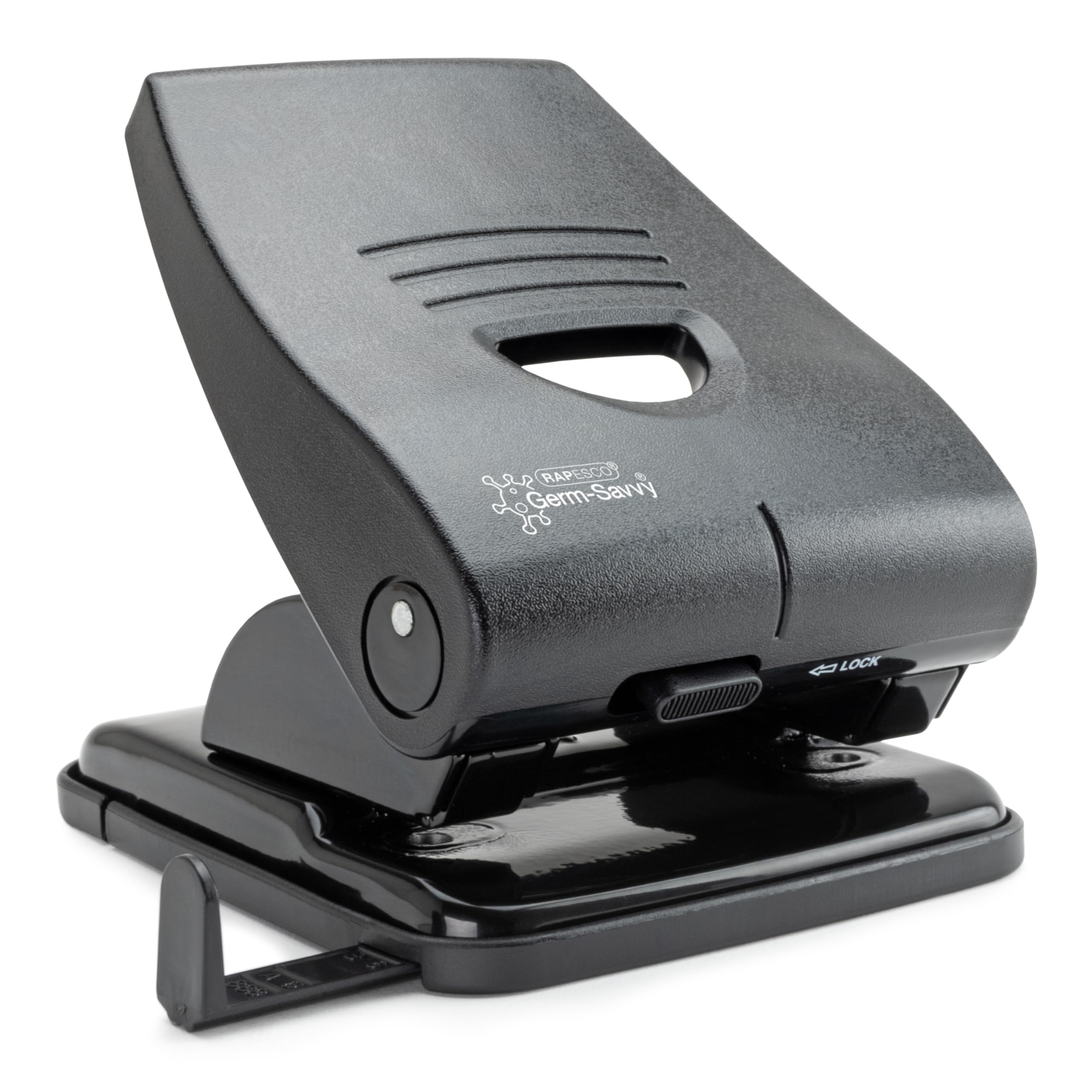 PF835PB2 Germ-Savvy Antibacterial, Heavy Duty 835-P 2-Hole Punch, 40 Sheet Capacity, Black