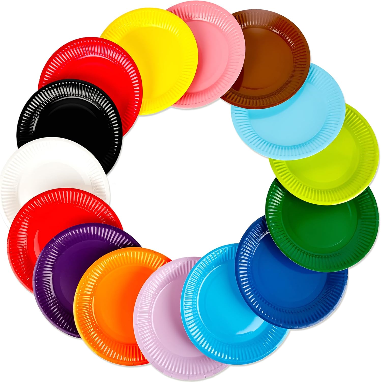 320 Pcs Colorful Paper Plates Bulk 7 Inch Disposable Rainbow Paper Plates Bulk for Party Supplies Dinner Dessert Cake Baby Shower Birthday Party