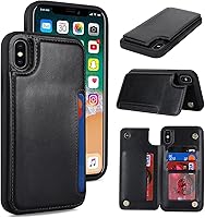Vista 11 de iCoverCase Compatible con Funda para iPhone XR con Tarjetero, Funda de Teléfono Tipo Cartera para Hombres y Mujeres con Bloqueo RFID de Piel Beige