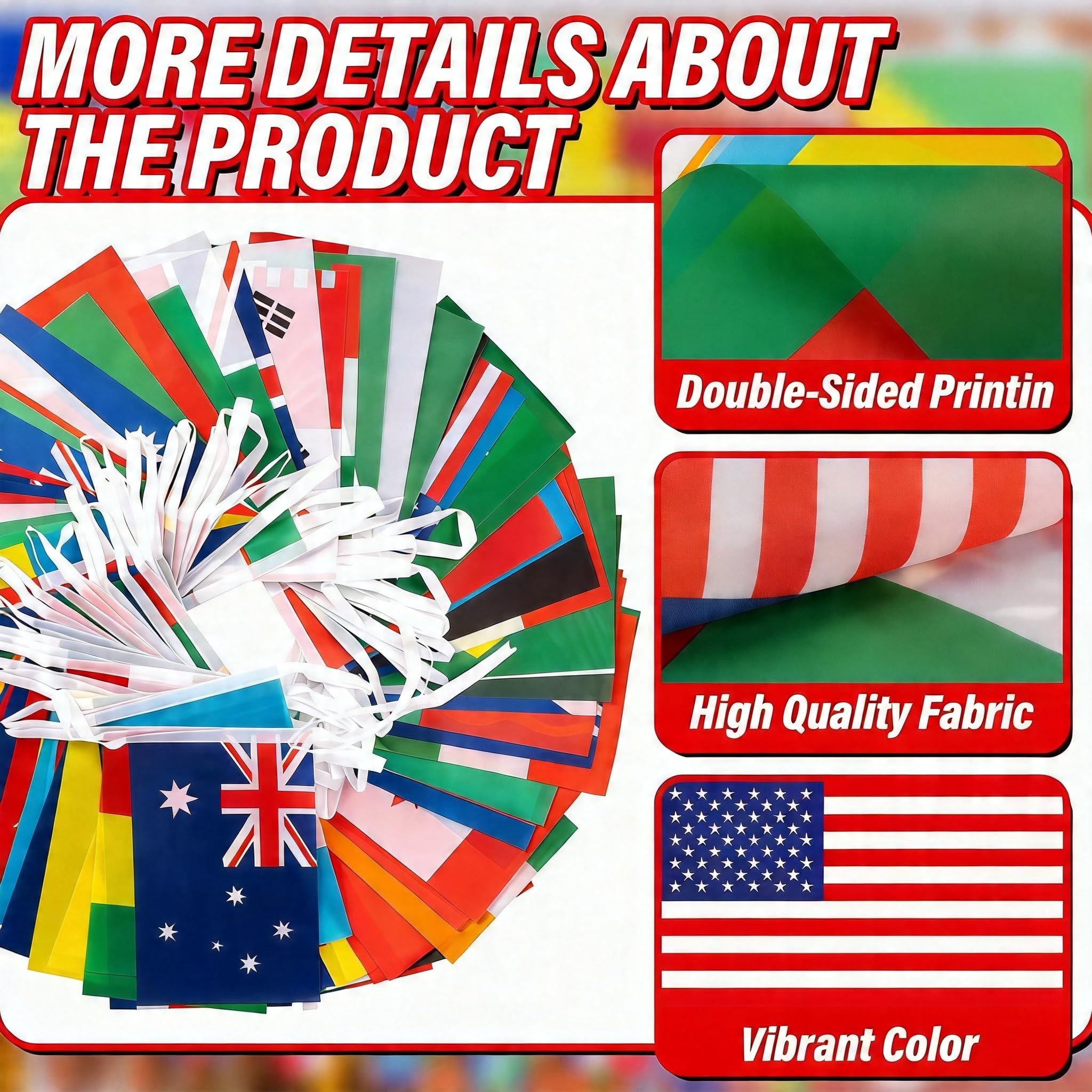 1 Pack World Cup Football 2026 Flags Bunting, 32 Flags 11m, 16 Countries Double Sided Bunting 21x14cm, World Cup Decorations for Home Bar Garden Street Decor - 3