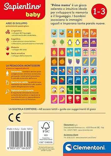 Miniatura 3 de Clementoni - Sapientino Baby First Educational Memo 1 Year, Montessori Flashcards, Memory Game-Made in Italy, Italian Colour, 16432