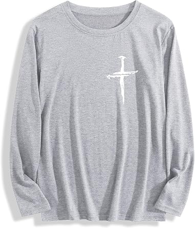 MARSVOVO Men Women Cotton T Shirts Casual Long Sleeve Gothic Graphic Tees Relaxed Comfy Breathable Daily Tops