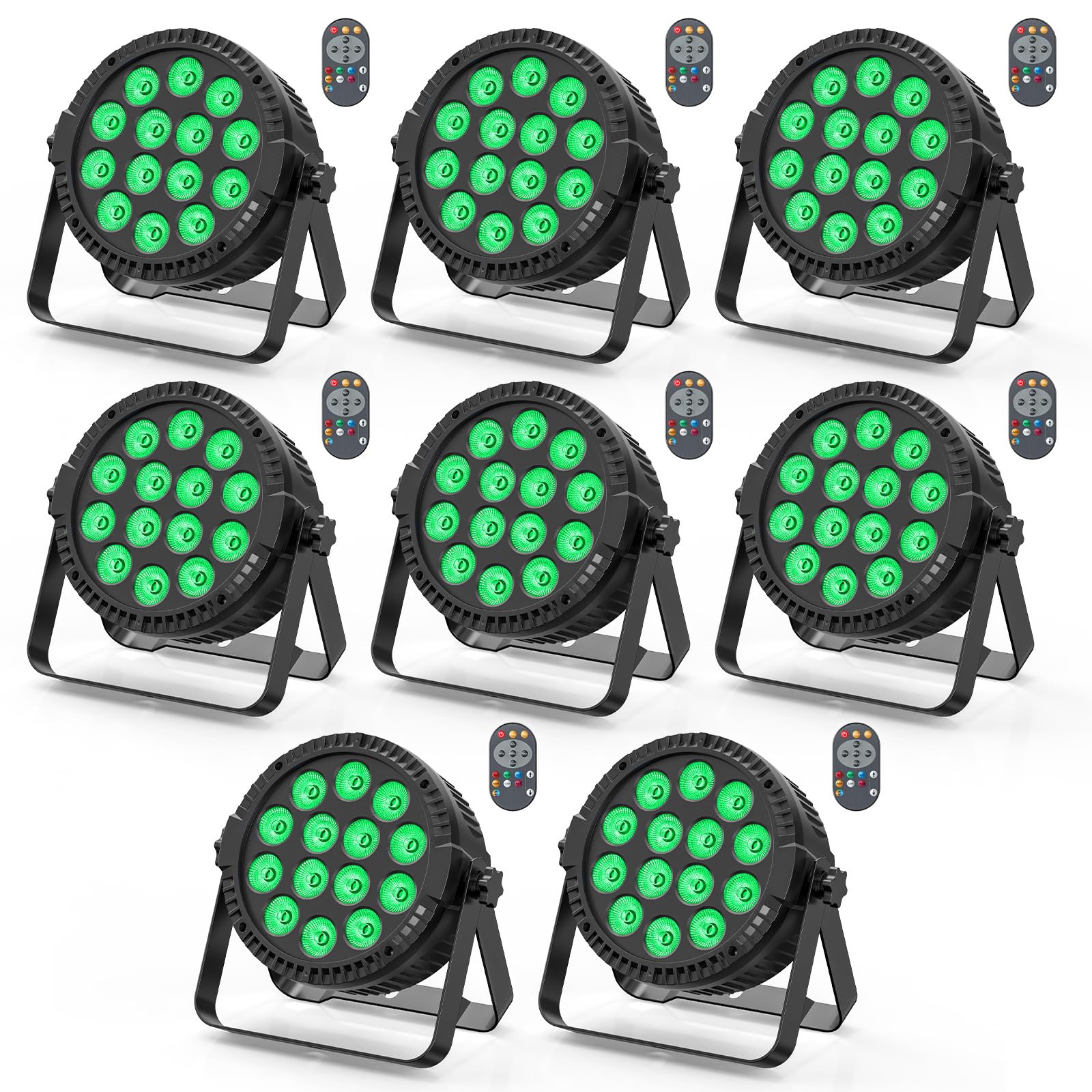 HOLDLAMP 8 pezzi 14 LED Par faro，84W RGBW DMX luce del palco con telecomando Luce da discoteca per DJ Feste Spettacoli Bar Halloween Natale