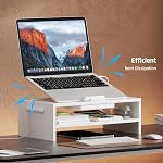 AFOOYO Adjustable Wood Laptop Stand, Ergonomic Height Angles Computer Holder Riser for Desk Compatible with Air, Pro, Dell, HP, Lenovo More 10-17.3" Laptops, White