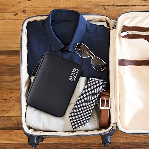 Miniatura 9 de SELLYFELLY Bolsa electrónica de viaje para cables de viaje, impermeable, organizador de electrónica de doble capa, estuche de almacenamiento