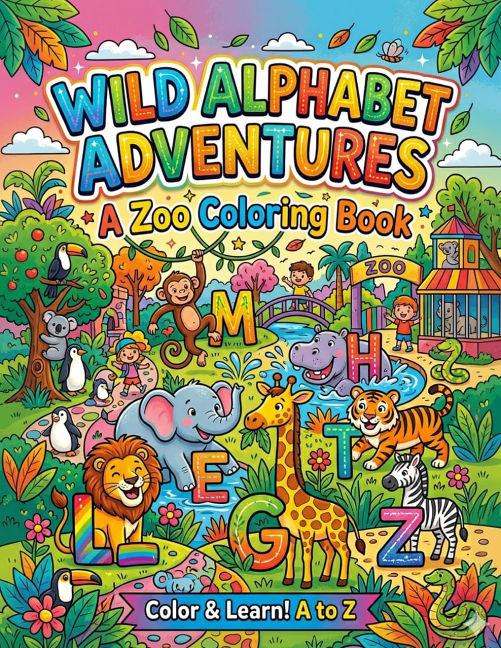 Wild Alphabet Adventures: A Zoo Coloring Book: Fun Animal ABC Coloring Pages for Kids to Learn Letters Explore Wildlife and Enjoy Creative Coloring Activities