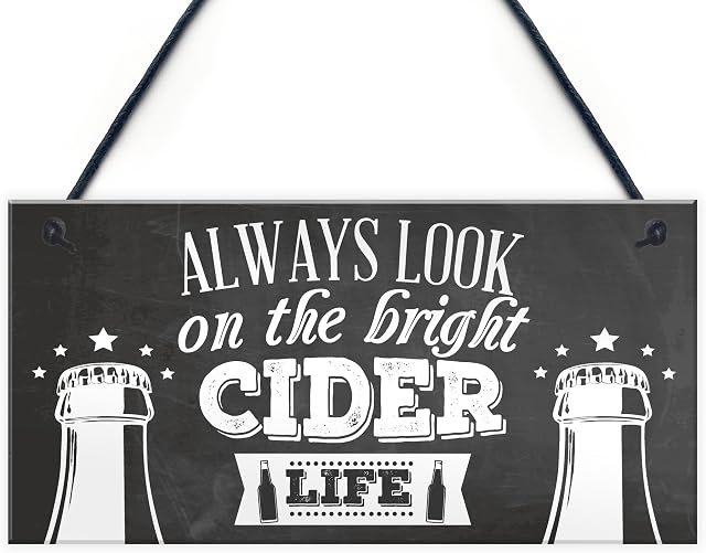 RED OCEAN Bright Cider Life Bar Pub Man Cave Alcohol Funny Novelty Plaque Hanging Sign Friendship Gift
