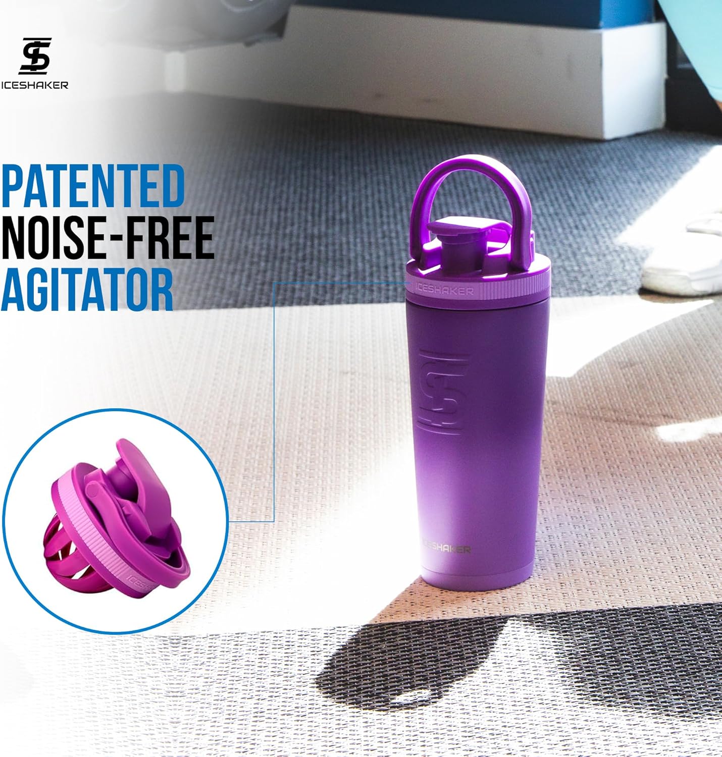 Ice Shaker Insulated Stainless Steel Shaker Bottle | 26oz, Purple Color Rush | Cold for 24+ Hours | Insulated Cup with Twist Agitator | Odor-Free Bottle for Protein Shakes, Water, Smoothies, Cocktails - Image 5