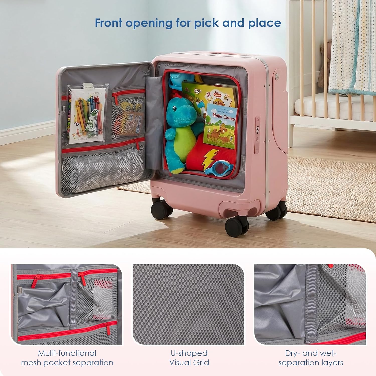 Apellia 20-Inch Carry-On Luggage with Foldable Seat – Ride-On Suitcase for Kids 4-8 & Adults, TSA Lock, USB Charger Port, 360° Spinner Wheels, Cabin Approved Expandable Suitcase