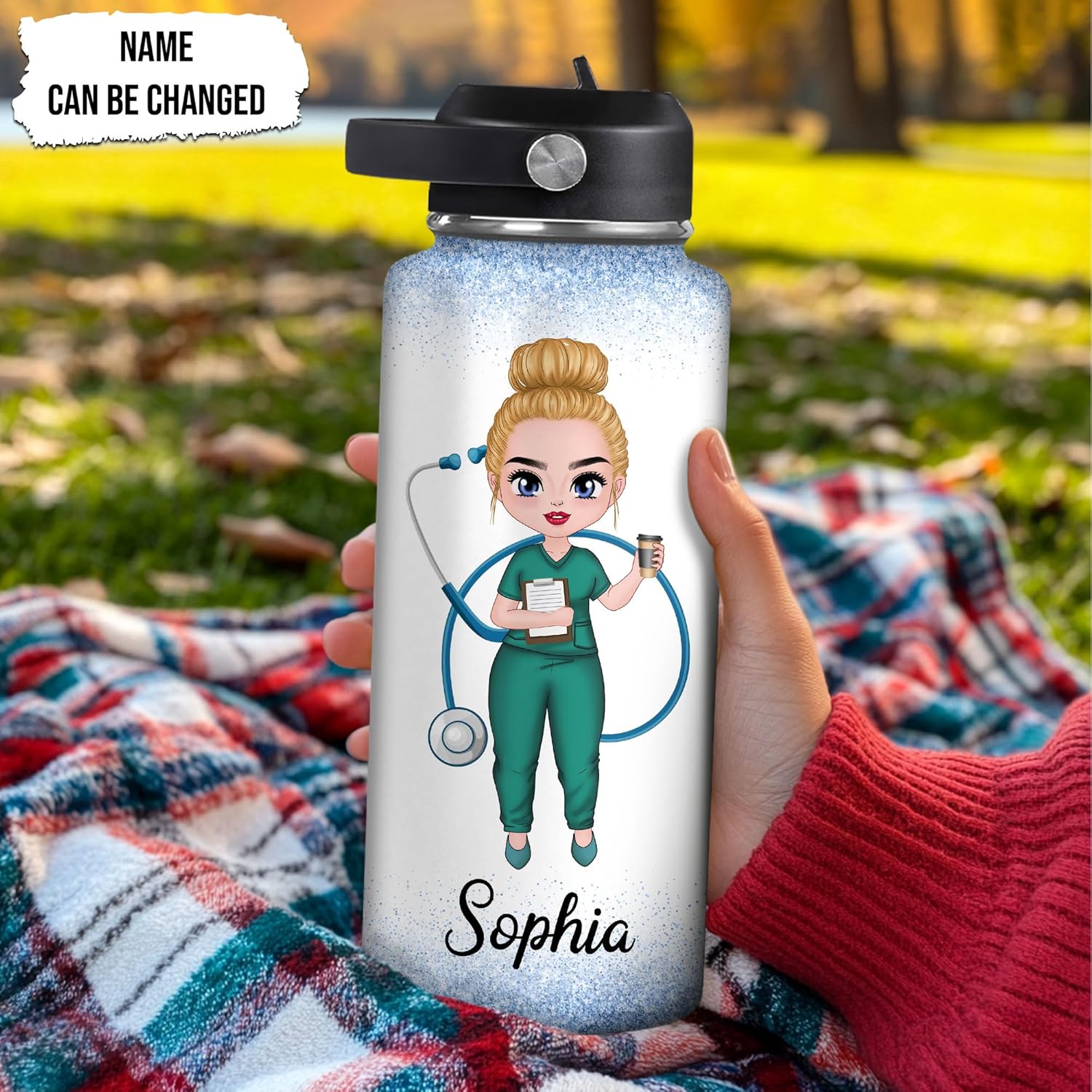 Hyturtle Personalized Nurse Water Bottle – Custom Stainless Steel Insulated Water Bottle With Leakproof Lid 32 Oz – Nurse Gifts For Women, Nursing Student Graduation, Appreciation For Medical Staff