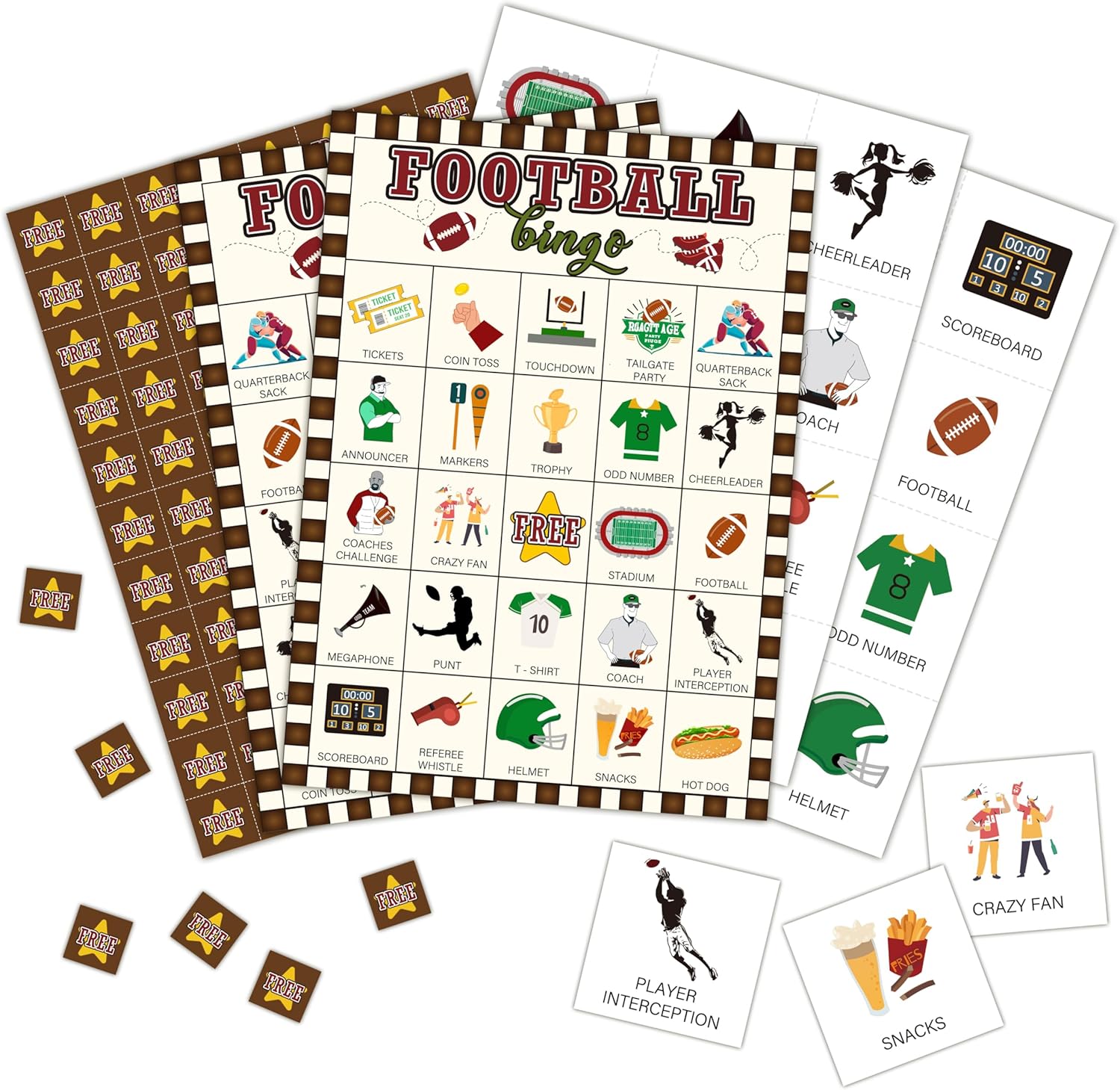 Football Bingo Cards, Football Bingo Games for 24 Players, Sports Games for Family Friends Large Group Activities, Birthday Party Favors Supplies Decorations(26)