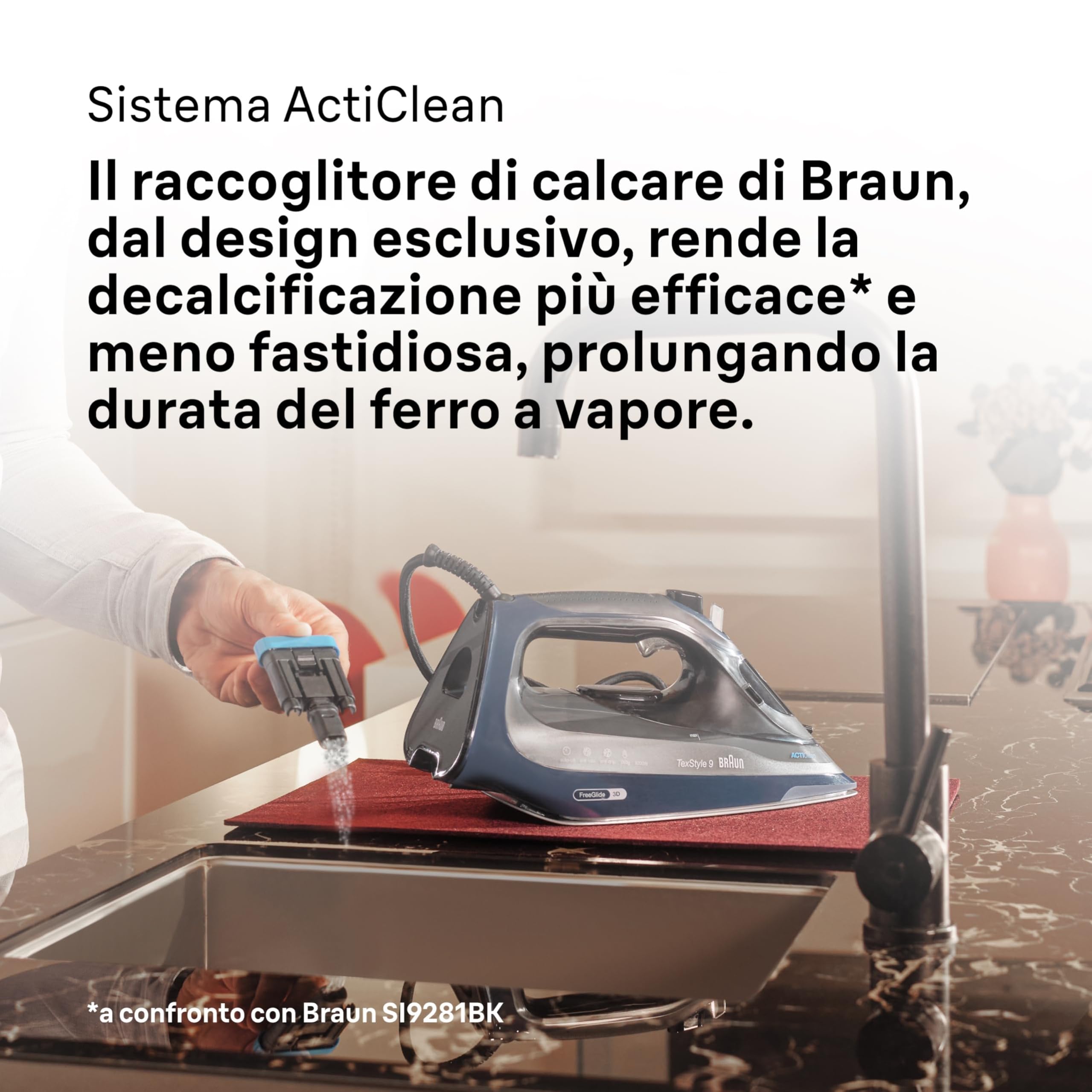 Braun TexStyle 9 SI9682DB Ferro da Stiro a vapore con 5 Anni di Assistenza, Colpo Vapore 260g/min, Modalità ECOMODE Risparmio Energetico, Piastra Freeglide 3D Eloxalplus, Serbatoio 330ml, Blu