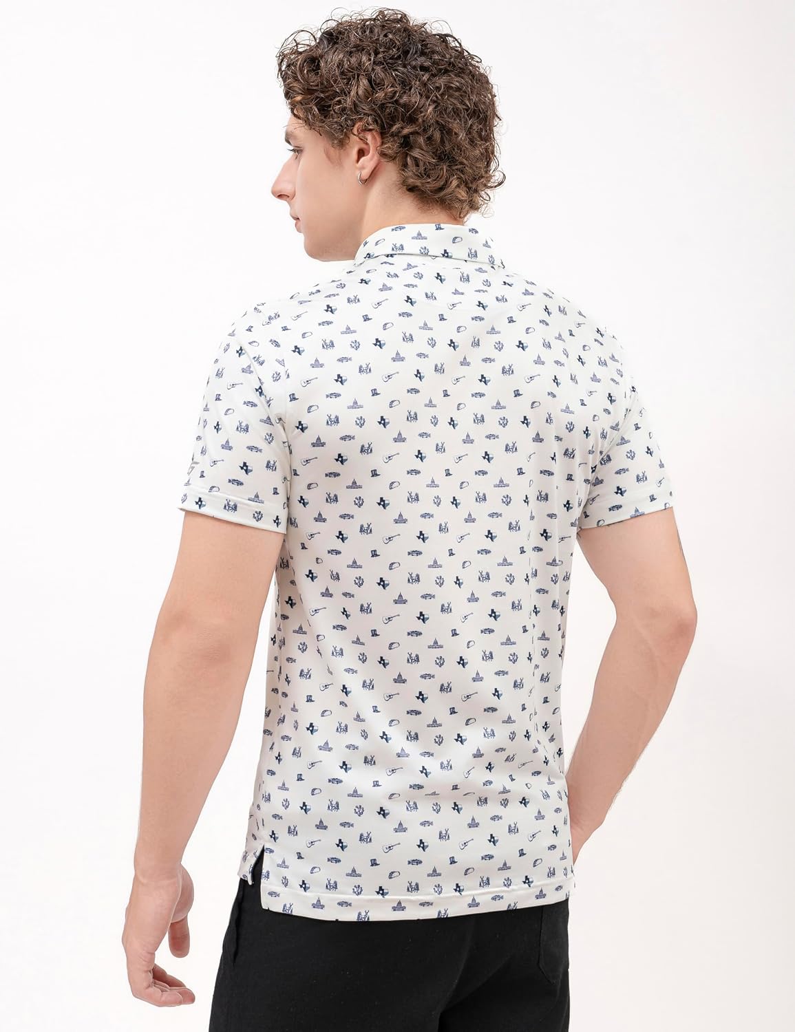 Men's Golf Shirts Short Sleeve Moisture Wicking Dry Fit Print Patterns Collared Performance Polo Golf Shirts for Men