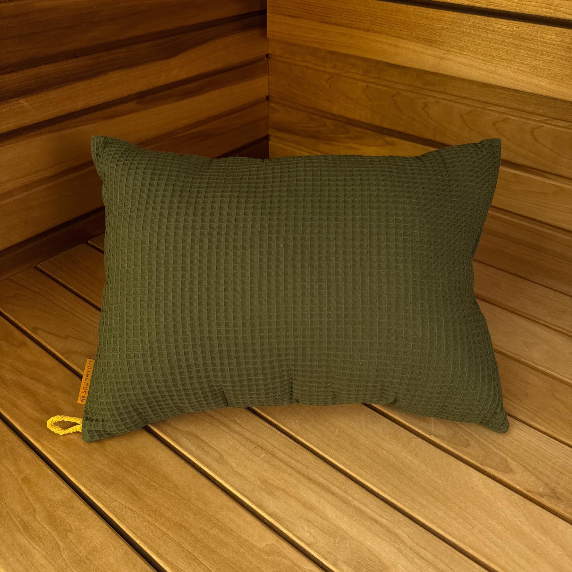 Saunakissen 45×35 cm – 100% Baumwolle – Öko-Tex – handgemacht in Estland – Saunason (Grün)