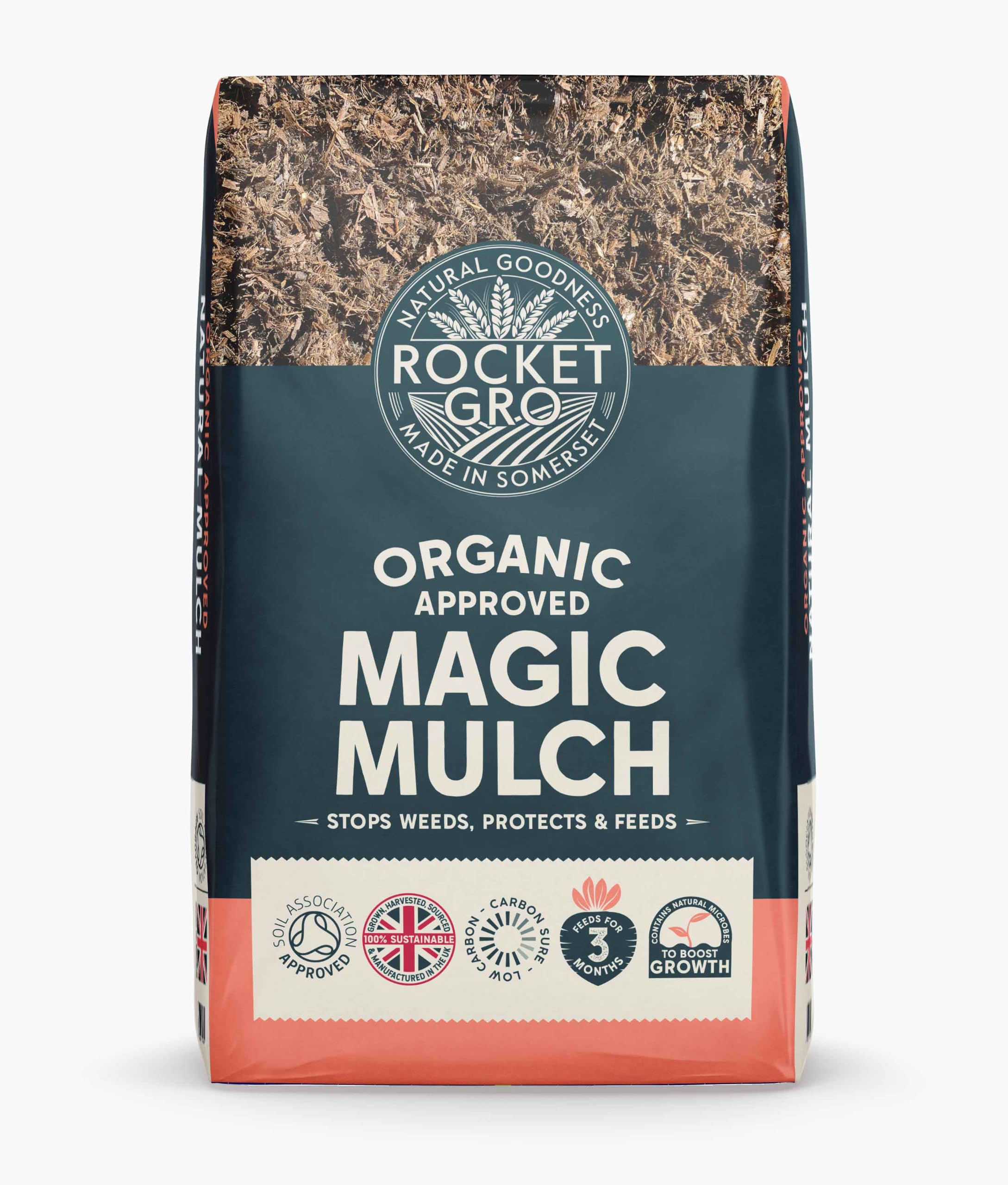 RocketGro Organic Magic Mulch - 50L - Chemical-Free Natural Garden Mulch, Eco-Friendly Organic Fertilizer for Soil Enrichment, Enriched with N:P:K, Microbes & Nutrients