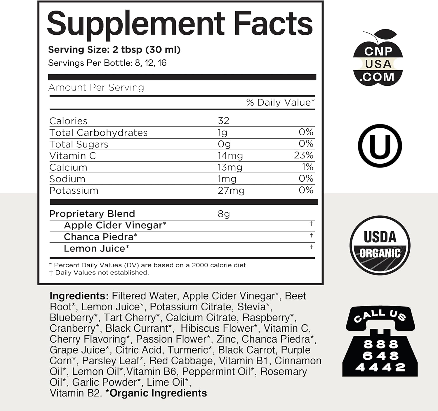 Complete Natural Products Kidney Complete - 16oz Liquid Dietary Supplement for Kidney Support, Cleanse, and Detox with Apple Cider Vinegar, Lemon, & Organic Chanca Piedra.