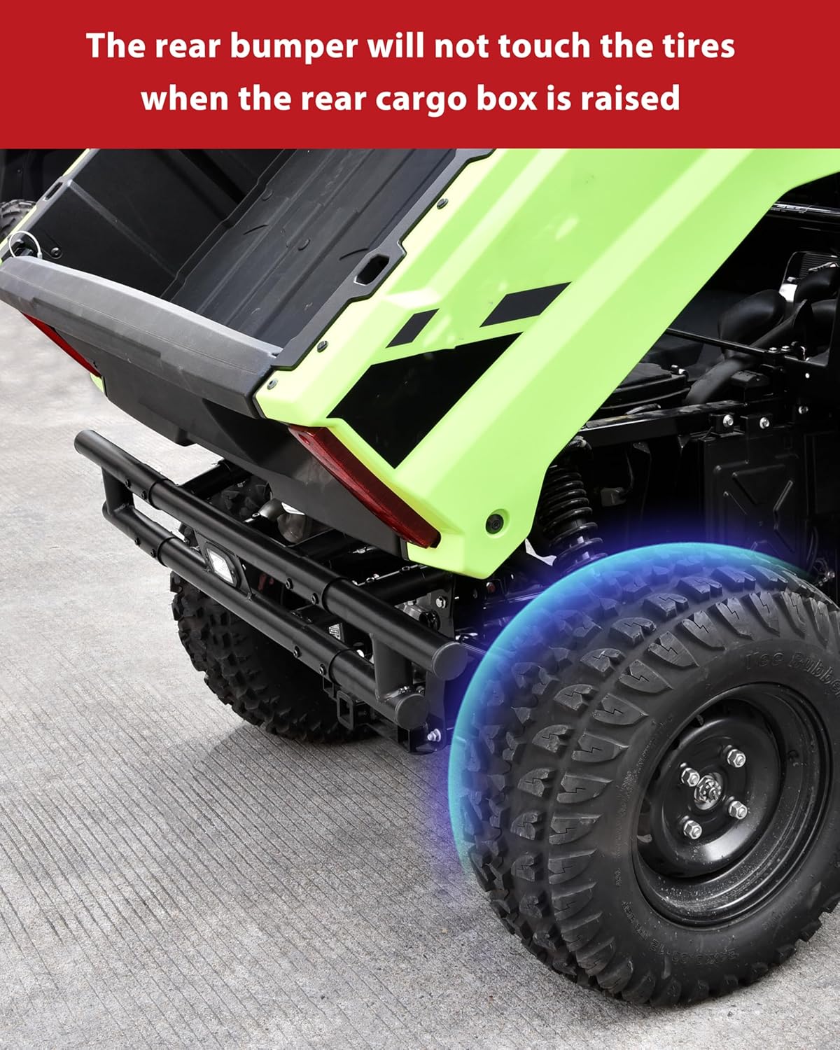 SAUTVS Rear Bumper with LED Light for Honda Pioneer 520 2021-2025, Black Steel Double-Tube Rear Brush Guard Protector with LED Accent Light for Honda Pioneer 520 Accessories