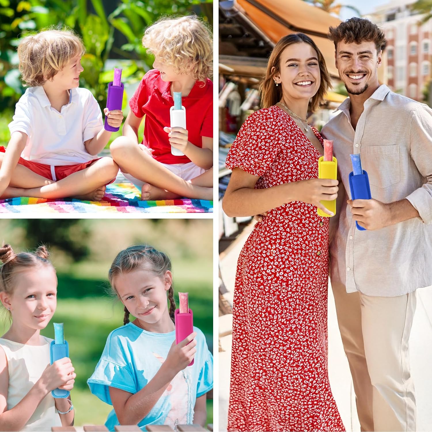 15 Pack Reusable Popsicles Holders for Kids Anti Frostbite Ice Pop Holder Sleeves Neoprene Freeze Pop Holders (15 Colors)