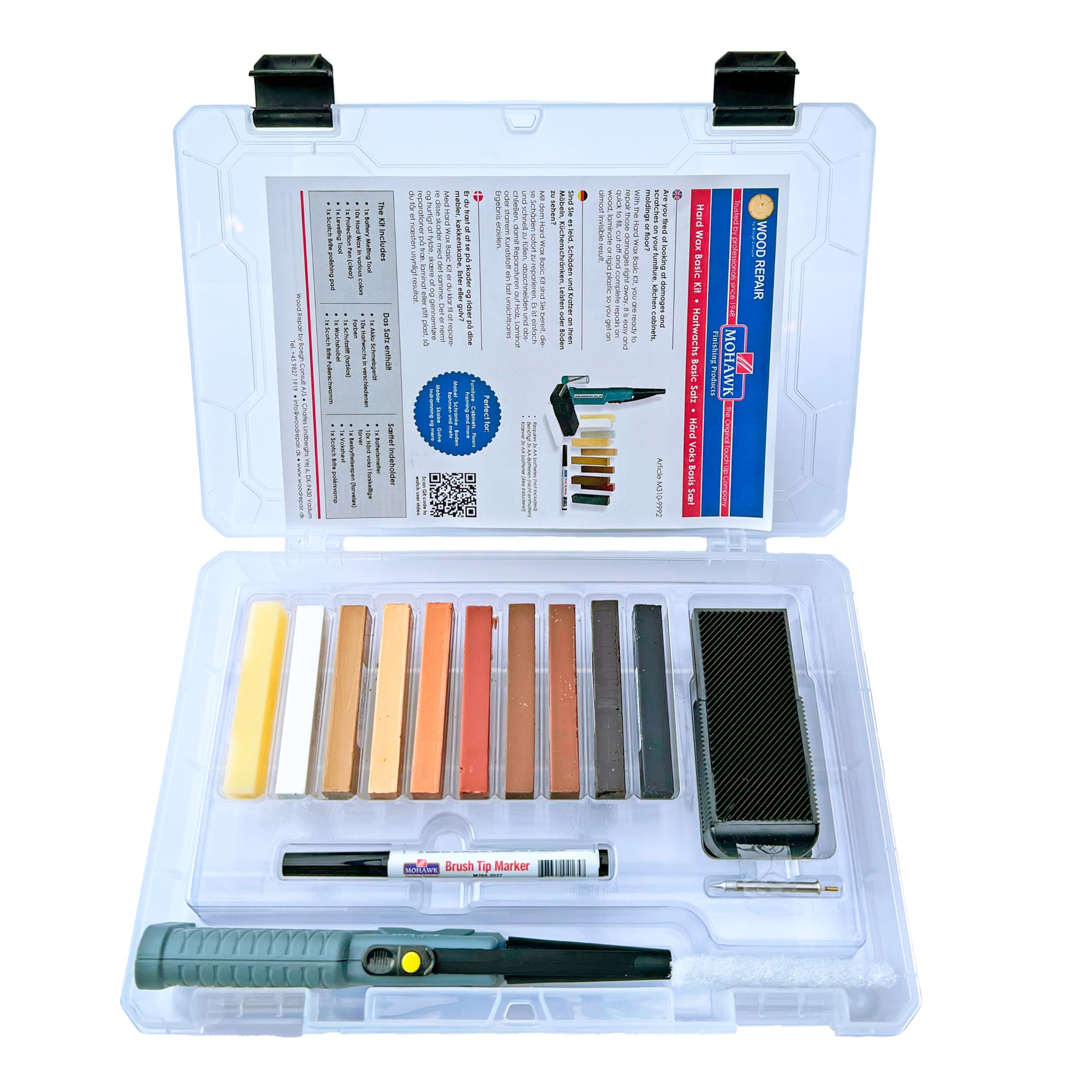 WoodRepair Mohawk Premium Wood Repair Kit - Professional Kit for Repairing Scratches, Dents & Cracks on Wooden Surfaces