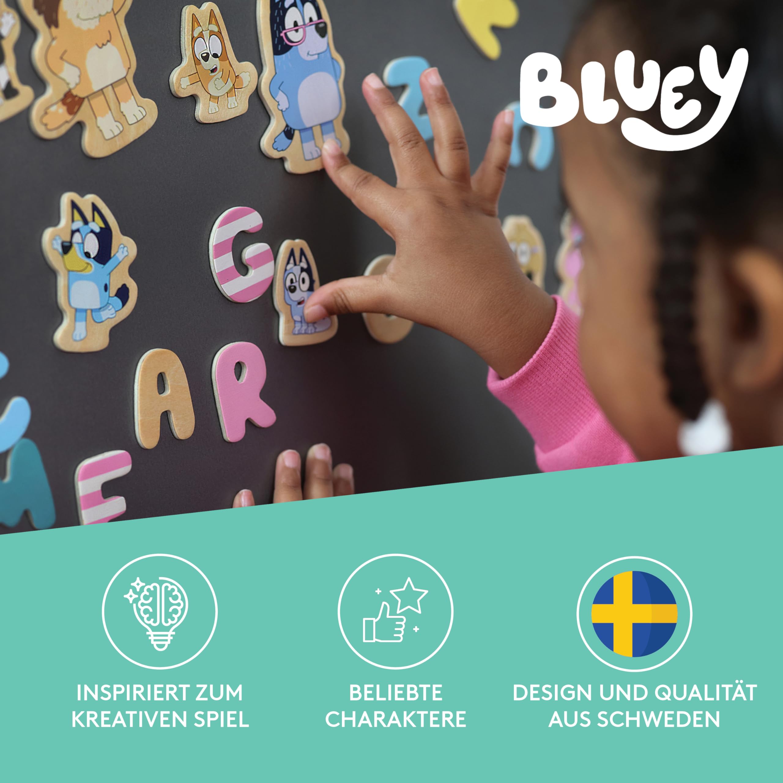 Micki Bluey Magnetbuchstaben- und Zahlen-Set – pädagogisches Magnetspielzeug für Kinder, inklusive Zeichentrickfiguren, perfekt für Kinder ab 3 Jahren, farbenfrohe und sichere Materialien