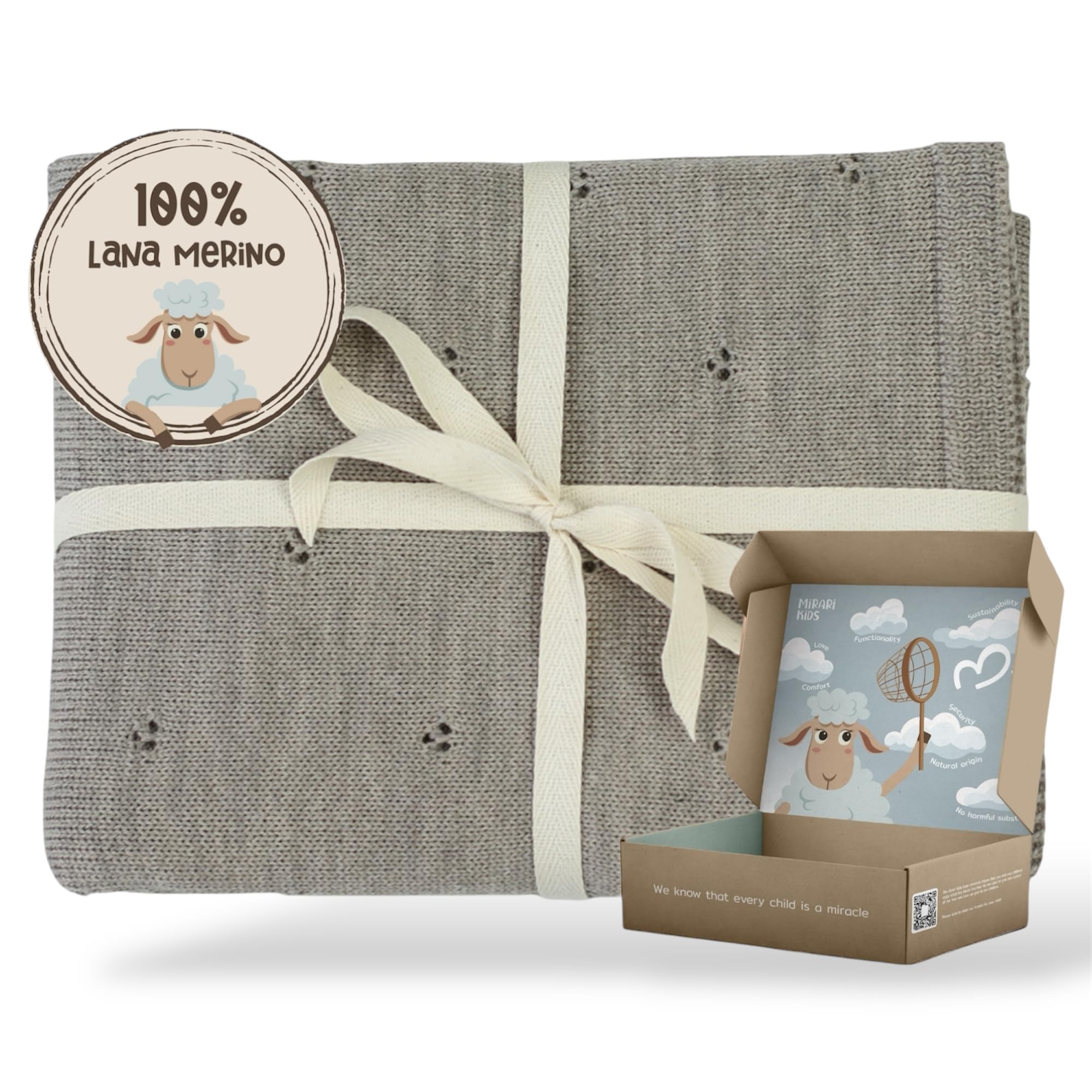 Coperta Lana Merino 100% - 75x100 cm - Copertina Neonato Invernale