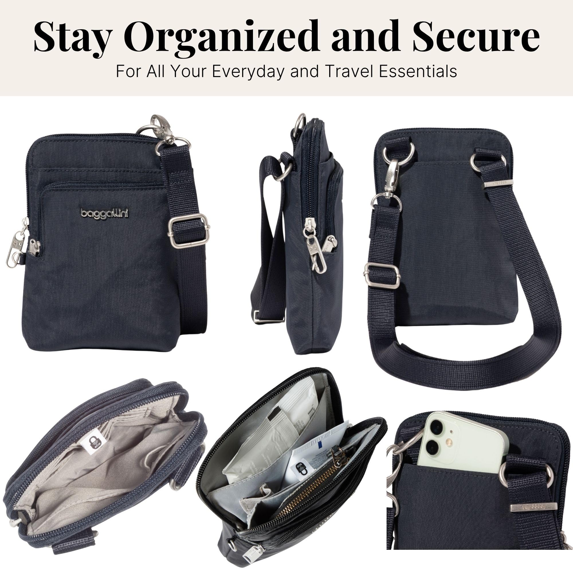 Baggallini Securtex Anti-Theft Activity Torba crossbody, Francuski granat, One Size