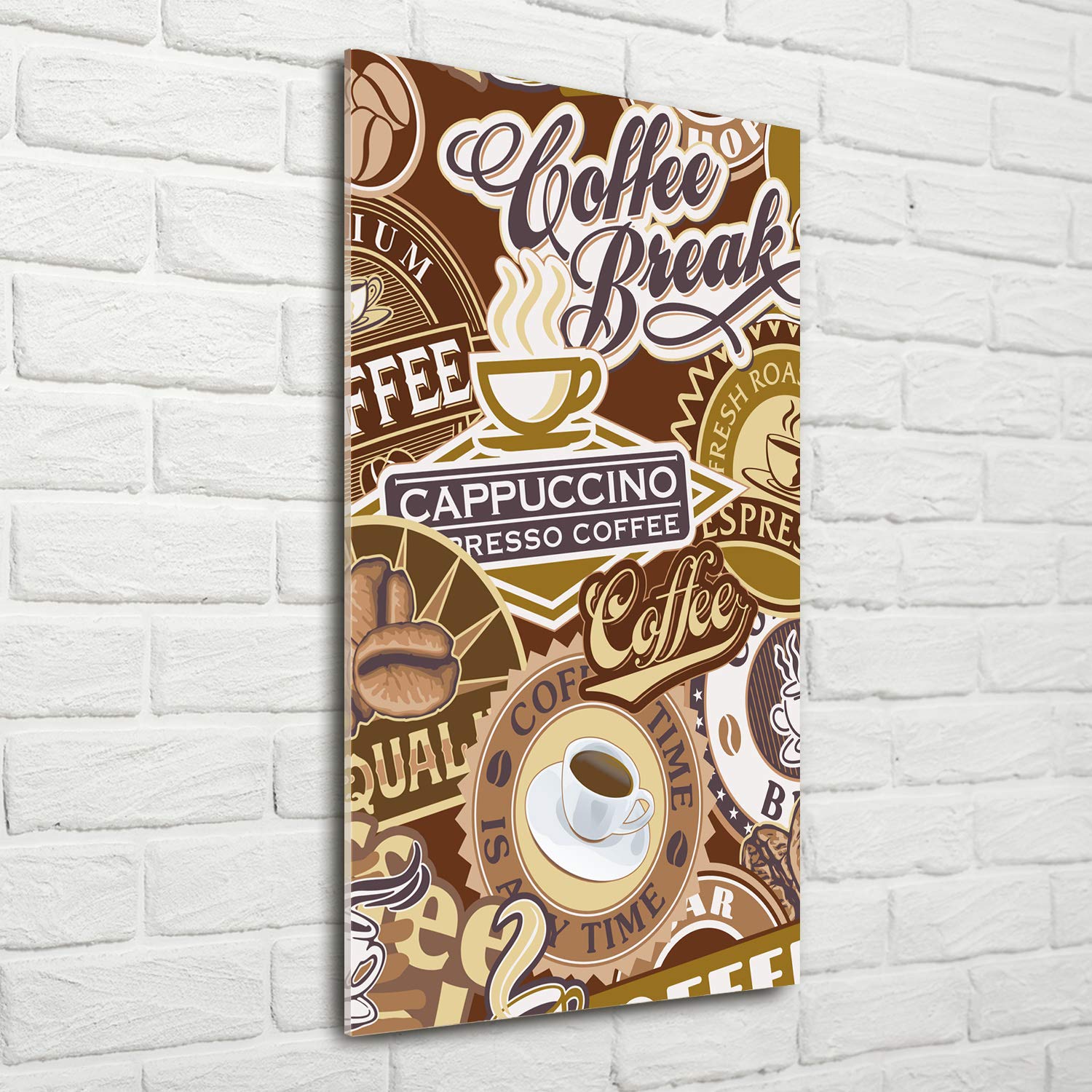 Tulup Impresión en Vidrio - 70x140cm - Cuadro sobre Vidrio - Pinturas en Vidrio - Cuadro en Vidrio - Impresiones sobre Vidrio - Cuadro de Cristal - Proverbios - Marrón - Cafetería